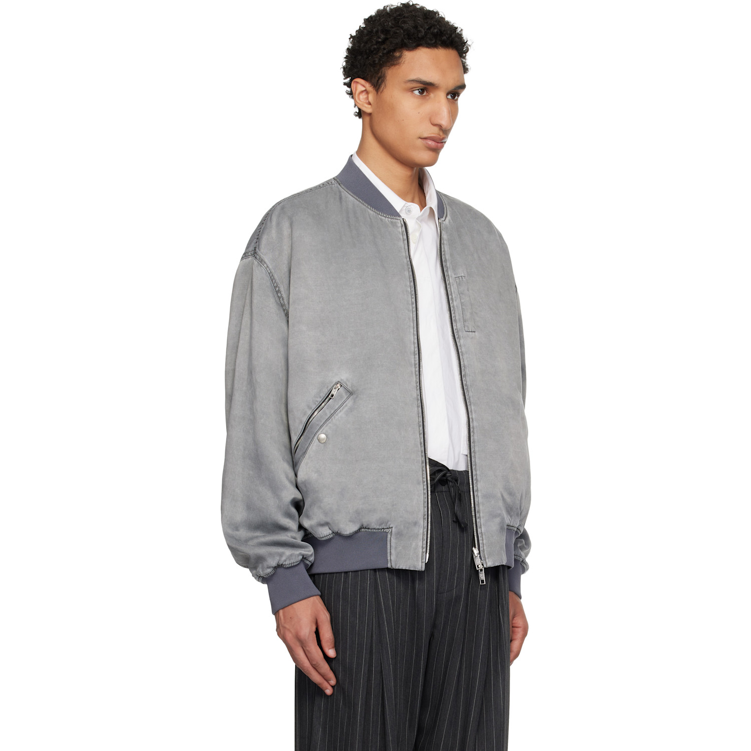 Wooyoungmi Gray Faded Reversible Bomber Jacket 