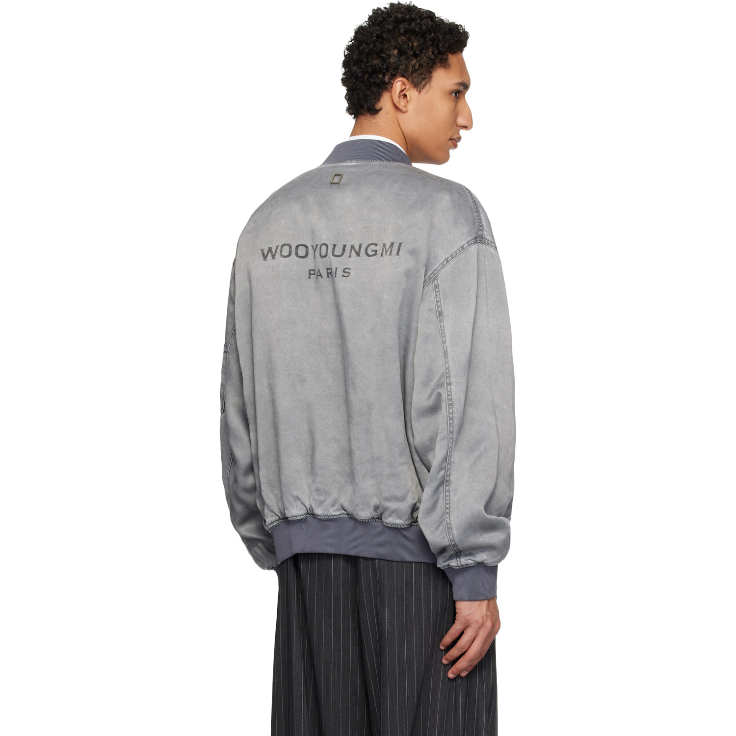  Wooyoungmi Gray Faded Reversible Bomber Jacket 