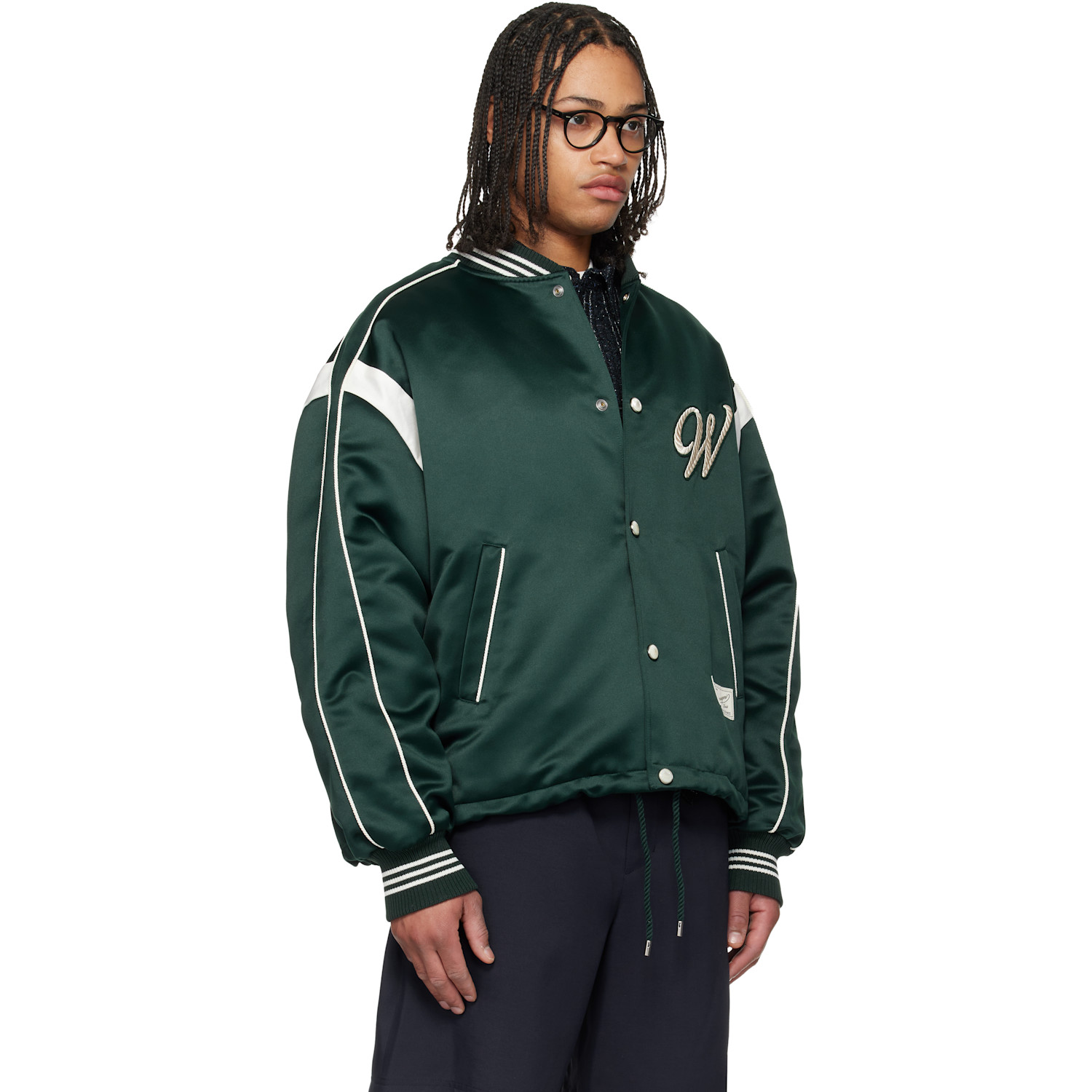  Wooyoungmi Green Logo Baseball Bomber Jacket 