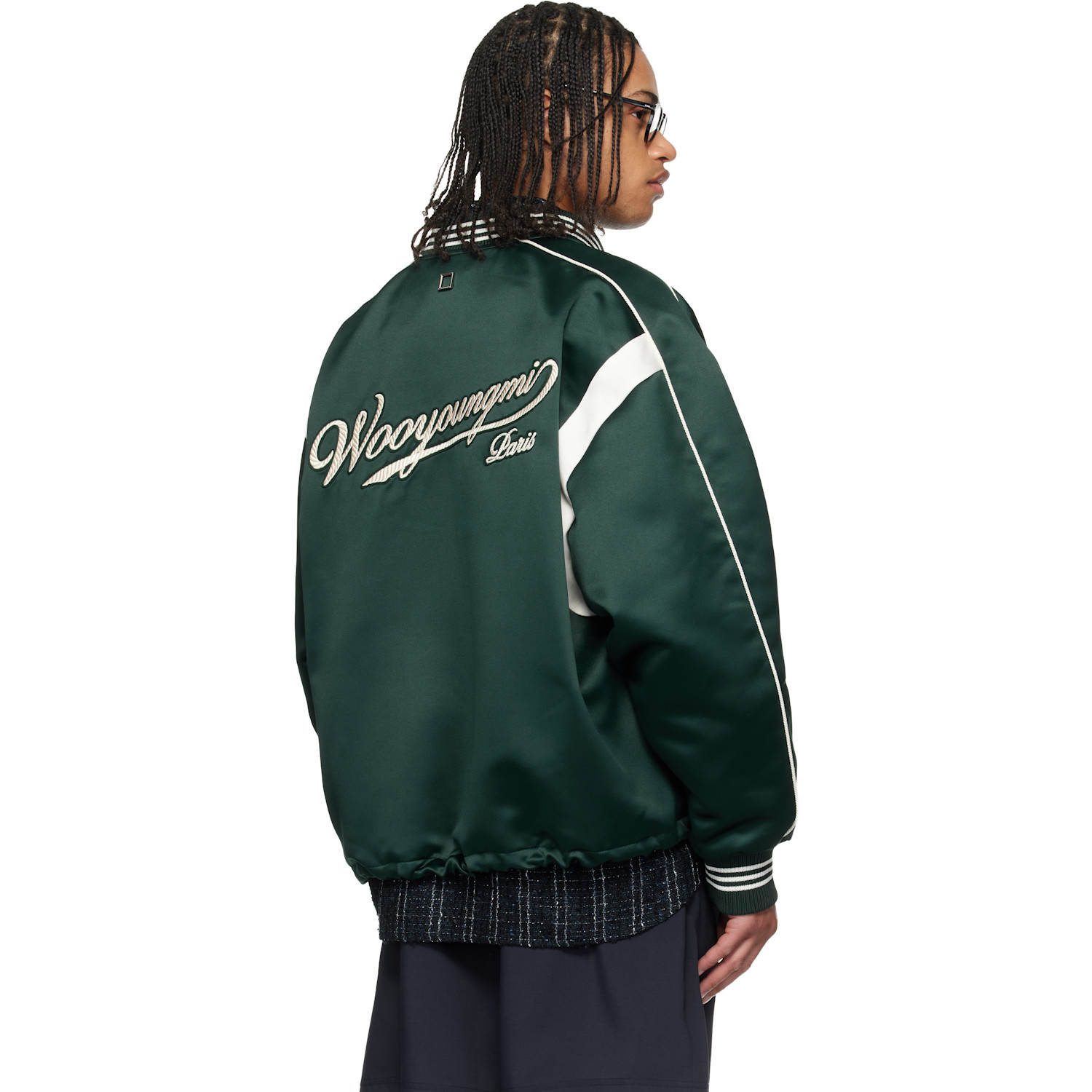  Wooyoungmi Green Logo Baseball Bomber Jacket 