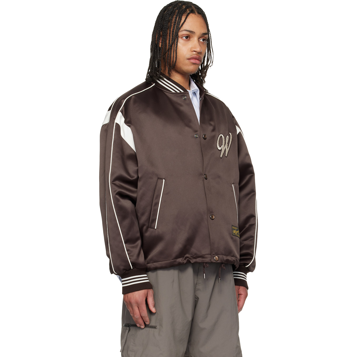  Wooyoungmi Brown Logo Baseball Bomber Jacket 