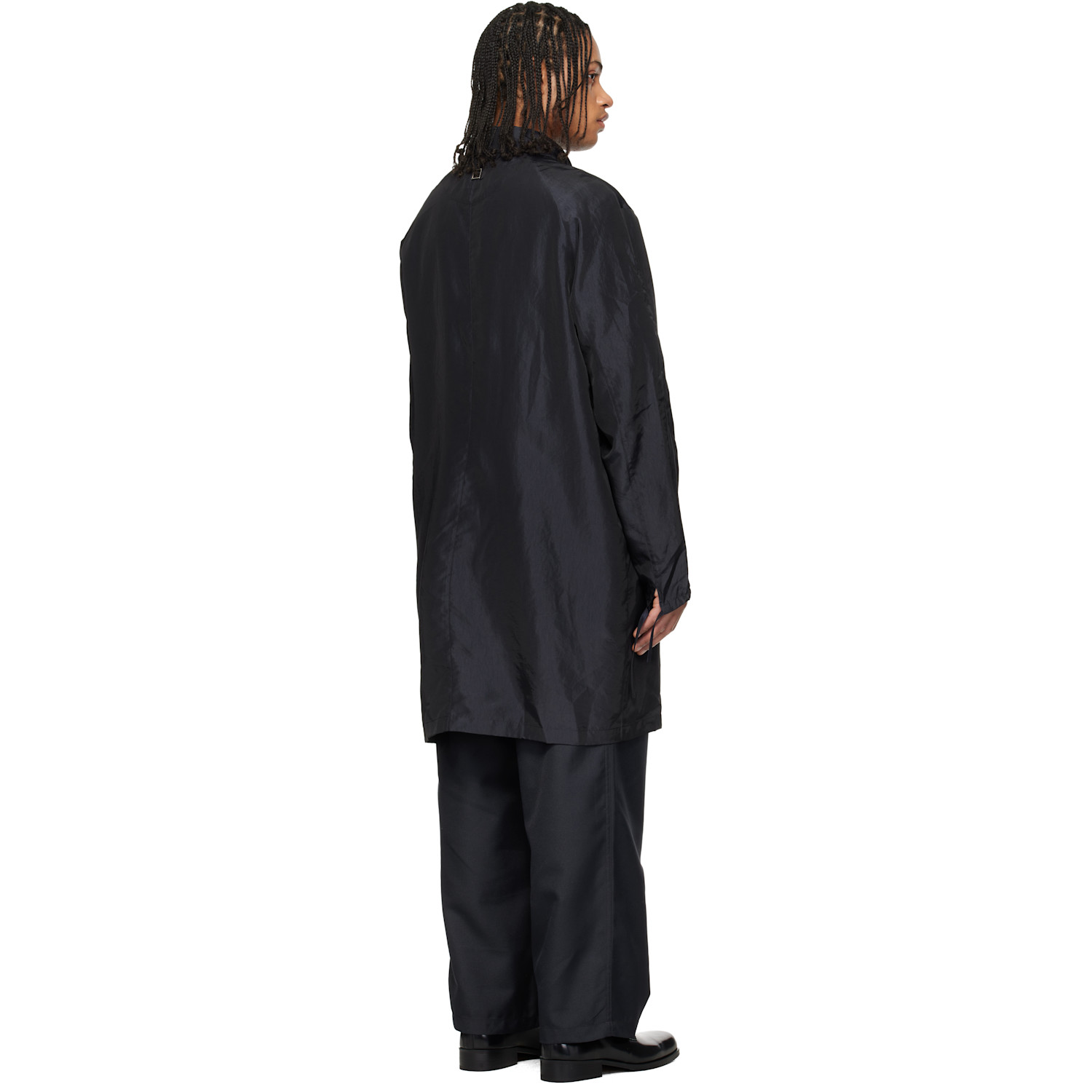  Wooyoungmi Navy Wrinkle Long Coat 