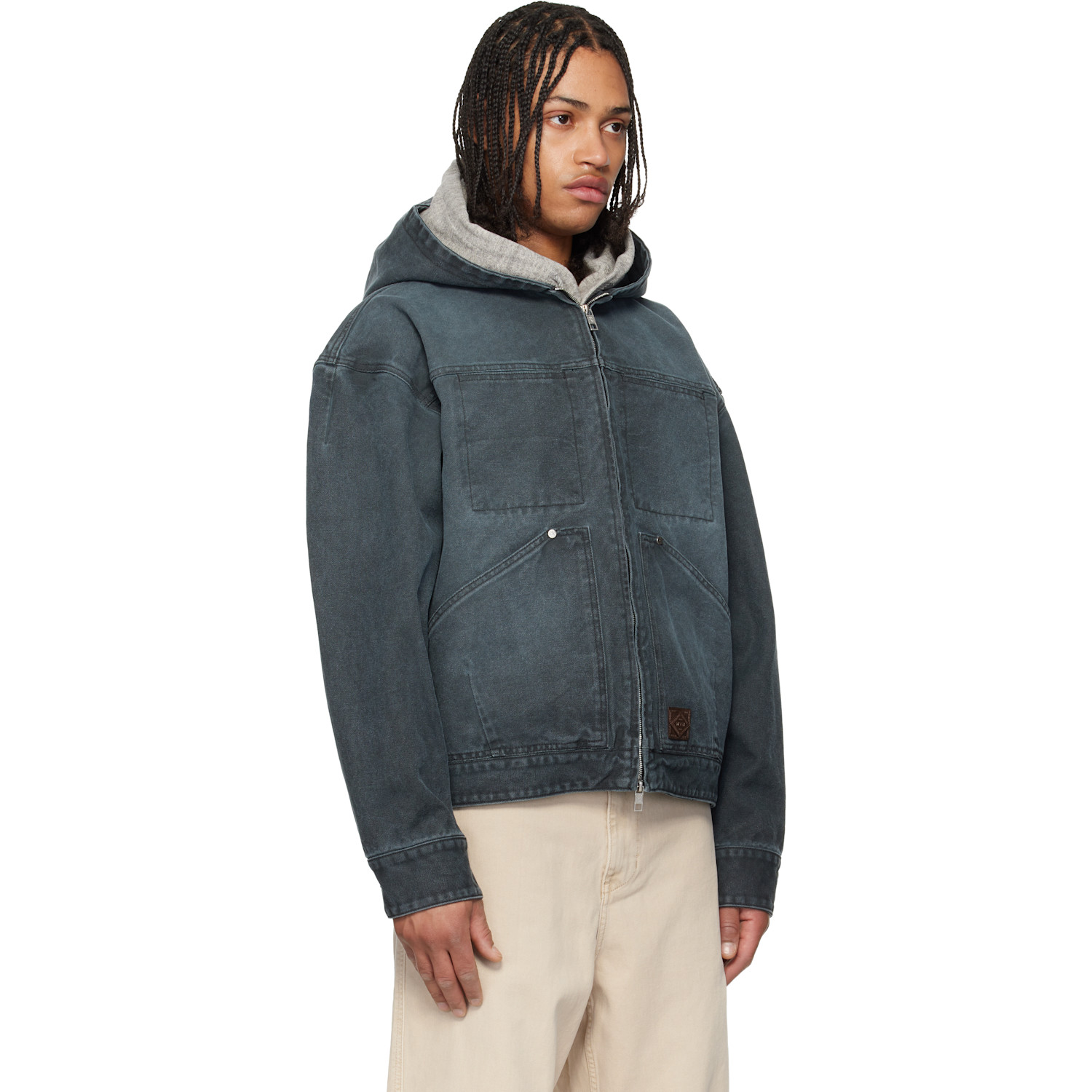  Wooyoungmi Gray Hood Dyed Jacket 