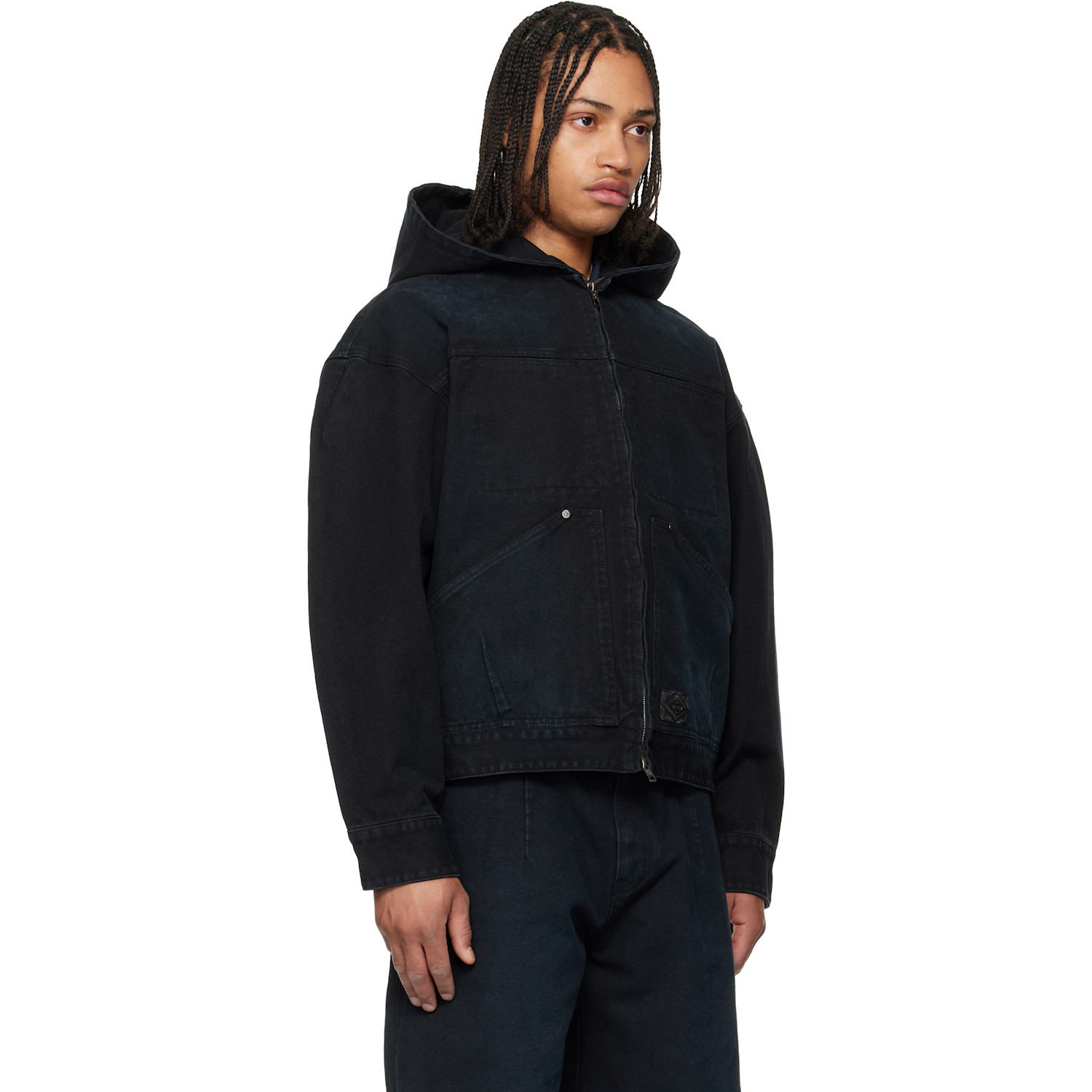  Wooyoungmi Navy Hood Dyed Jacket 