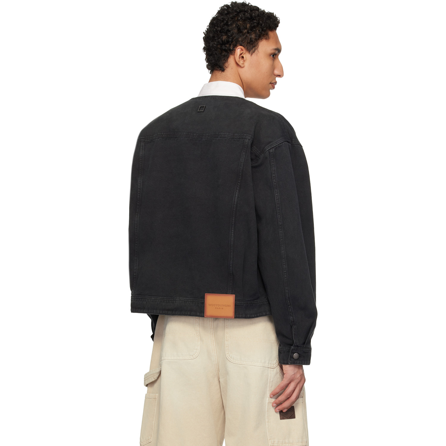  Wooyoungmi Black Collarless Dyed Jacket 
