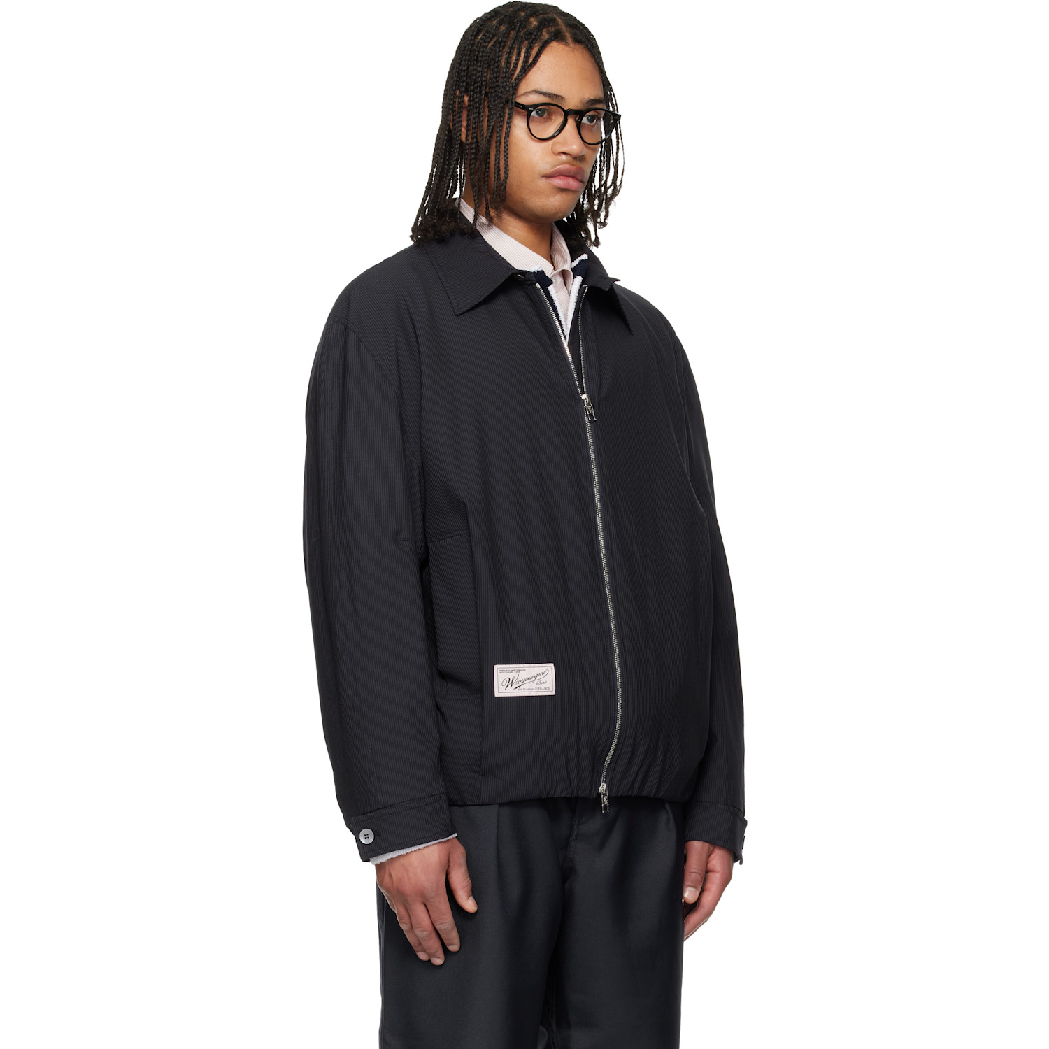  Wooyoungmi Navy Pin Stripe Zip-up Jacket 