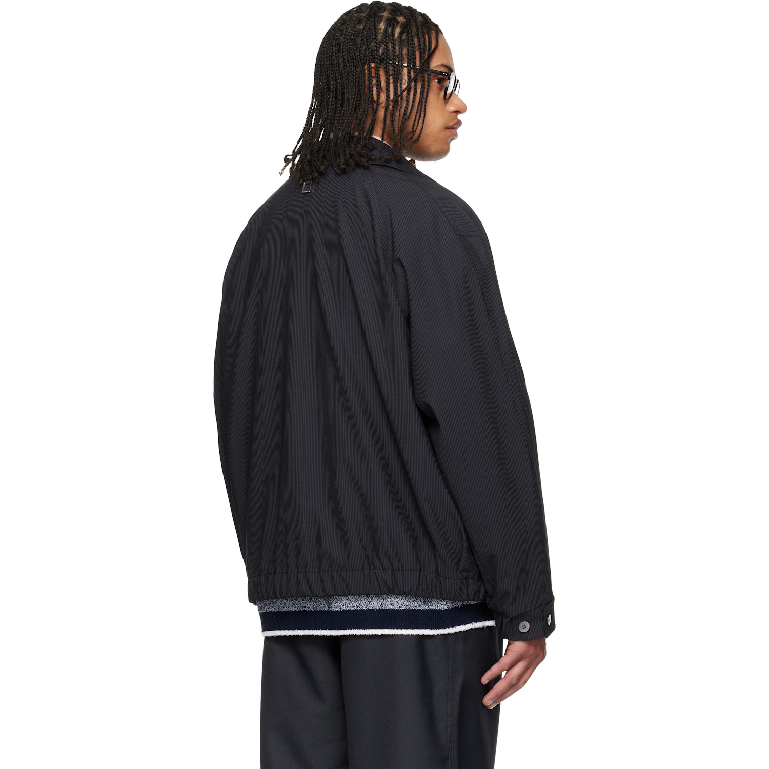  Wooyoungmi Navy Pin Stripe Zip-up Jacket 