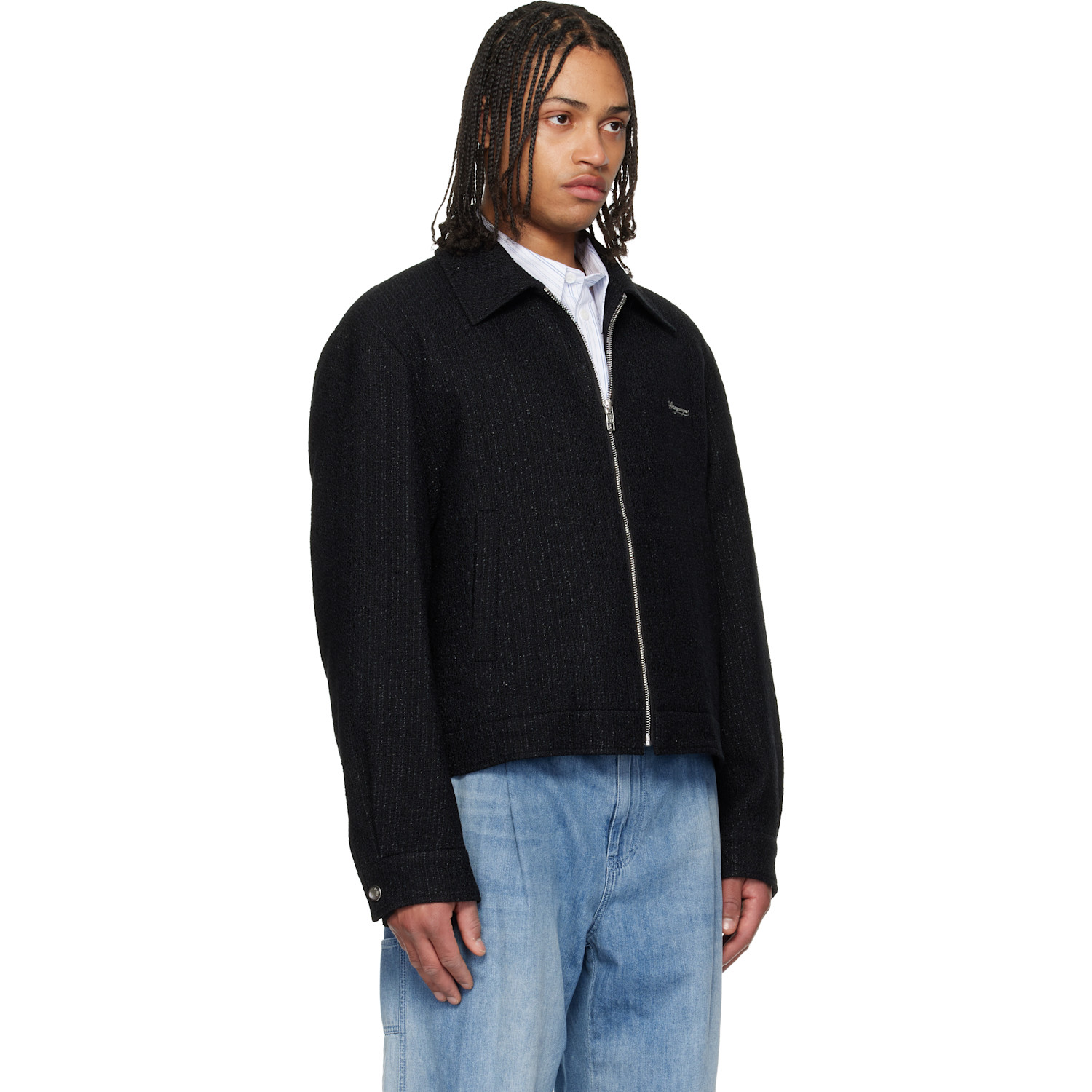  Wooyoungmi Black Tweed Zip-up Jacket 