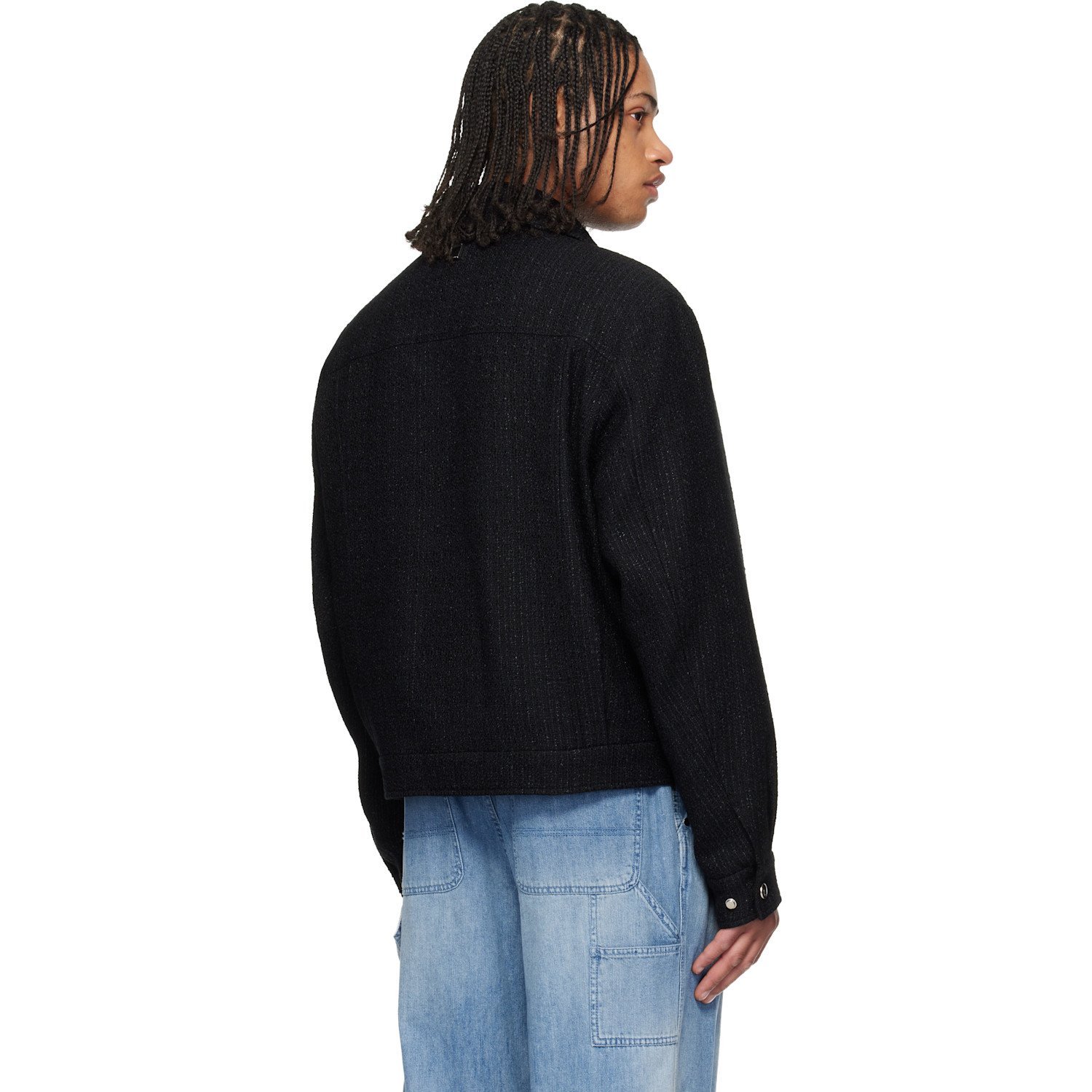  Wooyoungmi Black Tweed Zip-up Jacket 