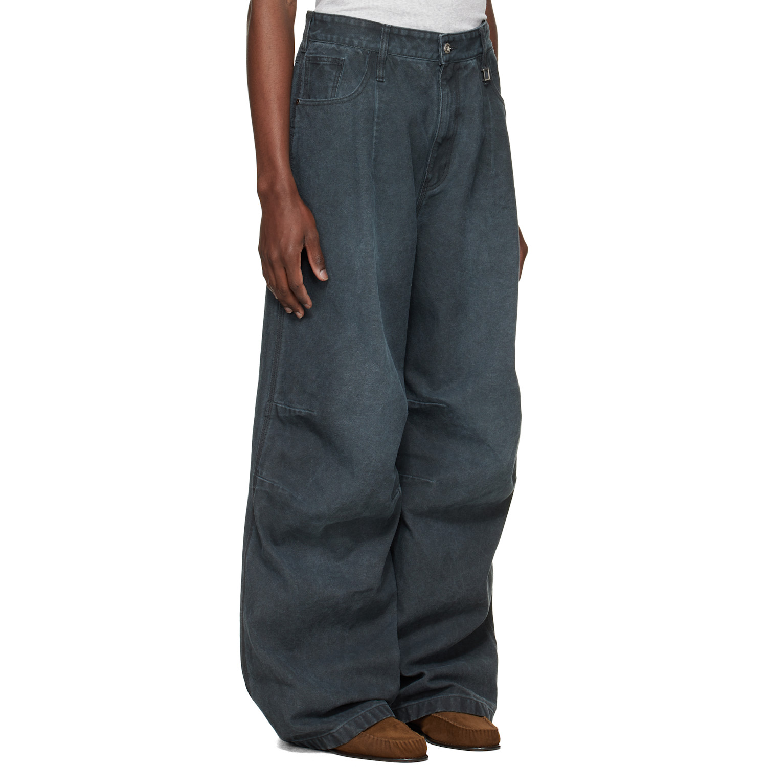  Wooyoungmi Gray 3d Wide Dyed Trousers 