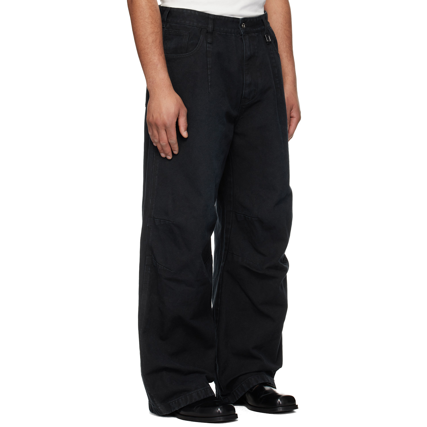  Wooyoungmi Navy 3d Wide Dyed Jeans 
