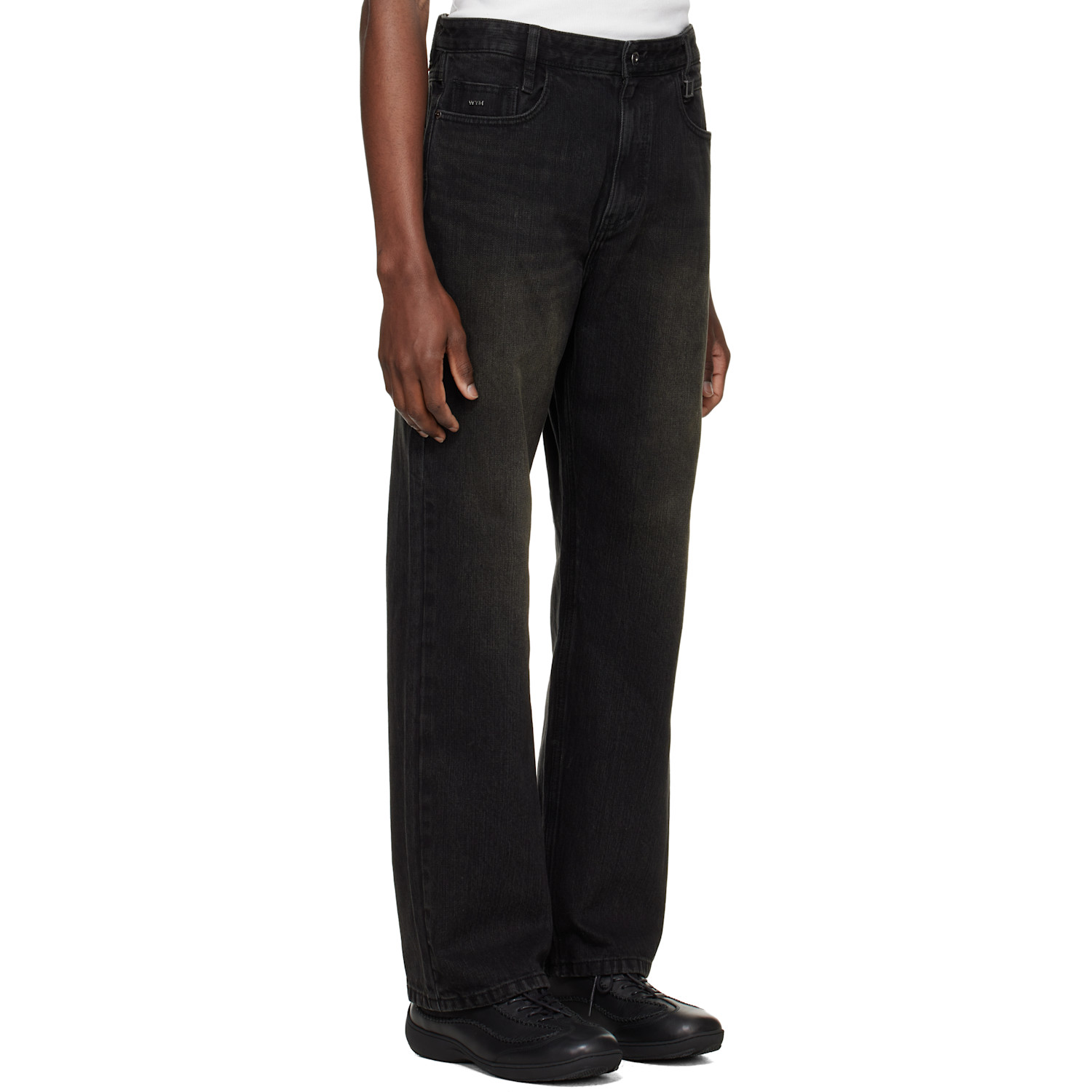  Wooyoungmi Black Tin Wash Straight Jeans 