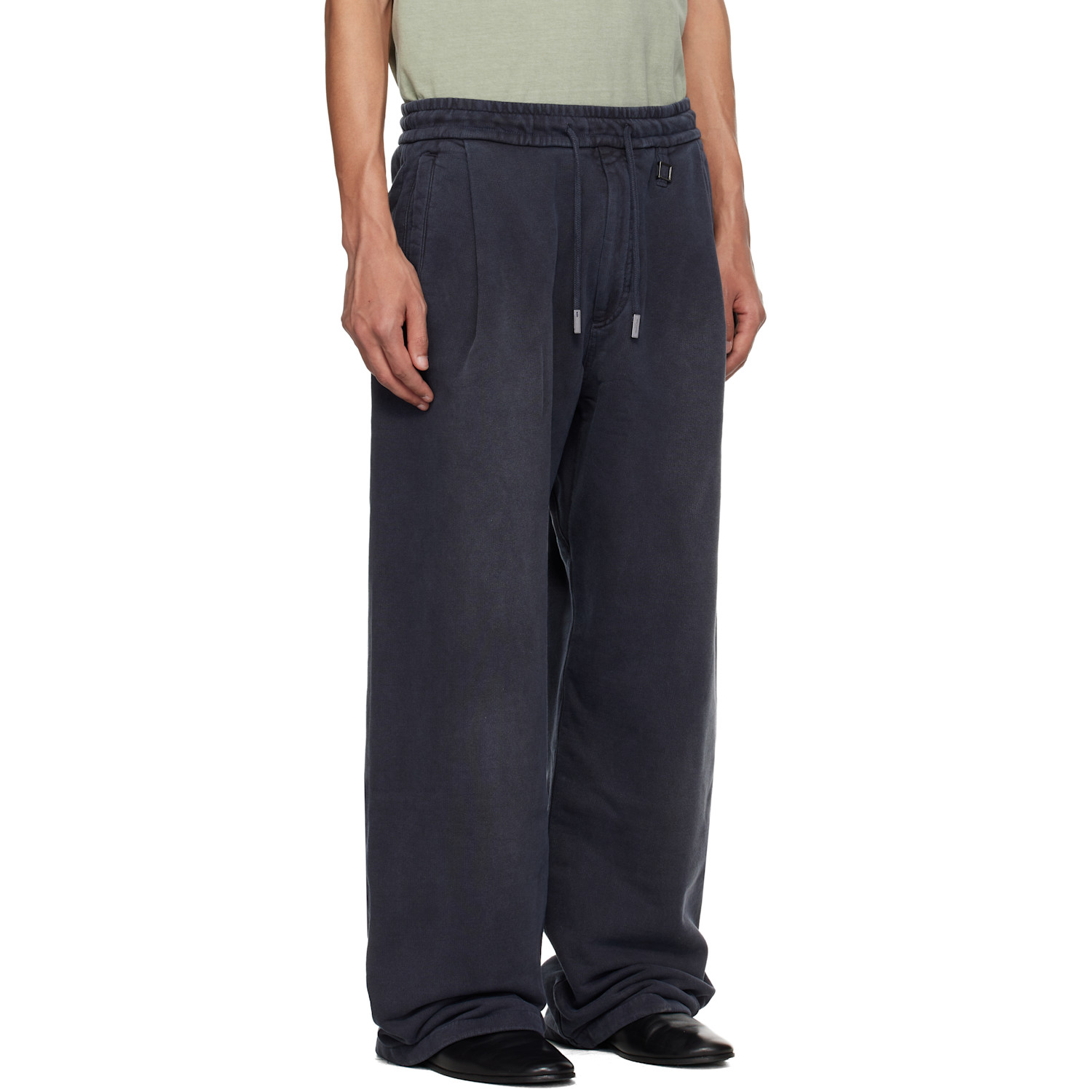  Wooyoungmi Navy One-tuck Dyed Cotton Sweatpants 