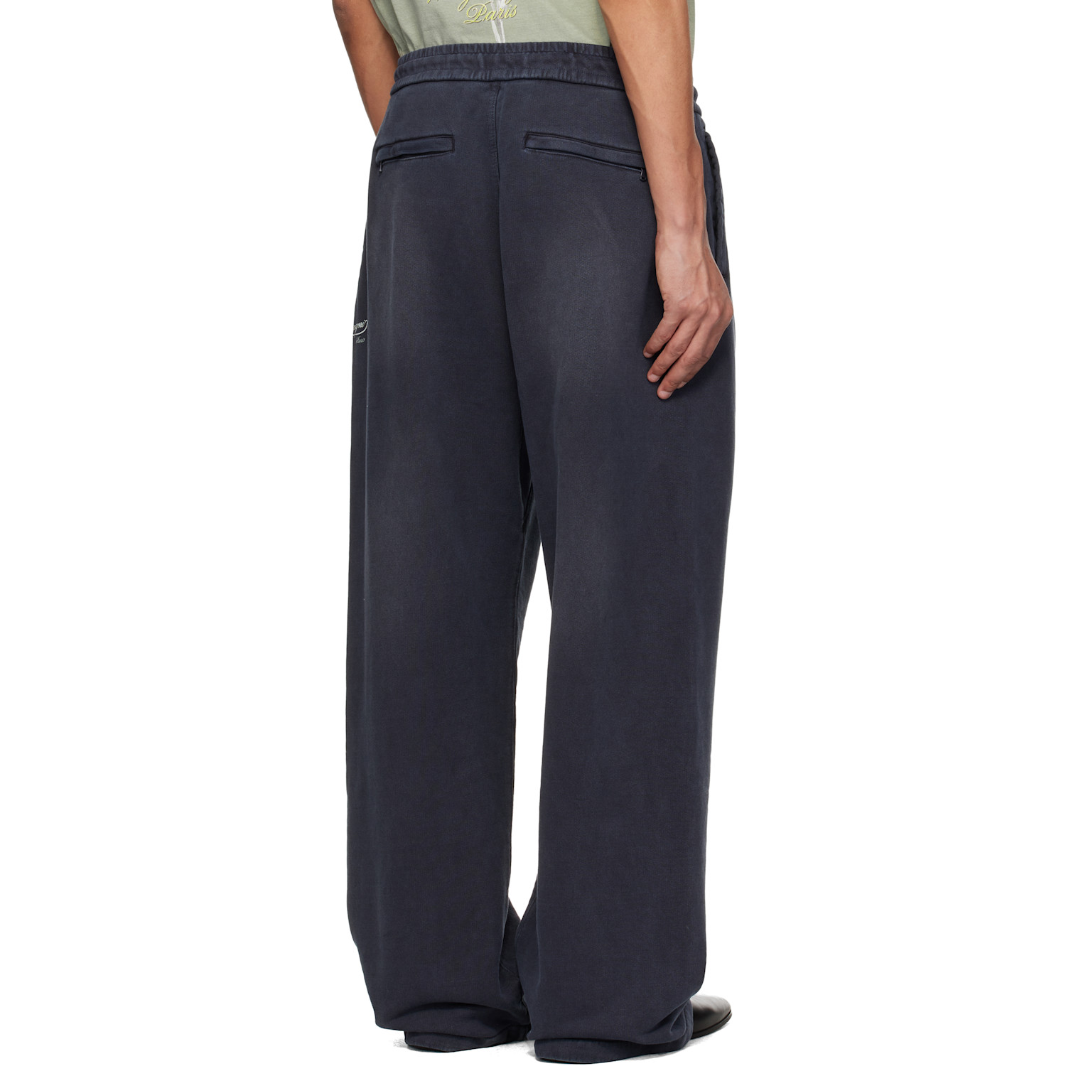  Wooyoungmi Navy One-tuck Dyed Cotton Sweatpants 