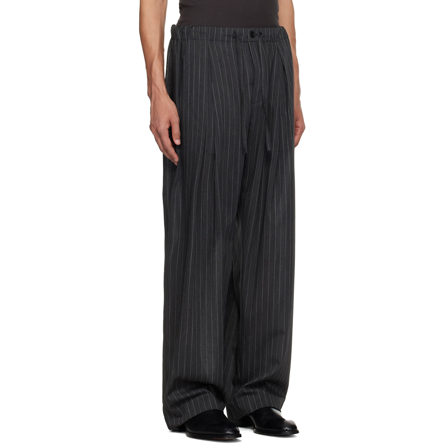  Wooyoungmi Gray Striped String Trousers 
