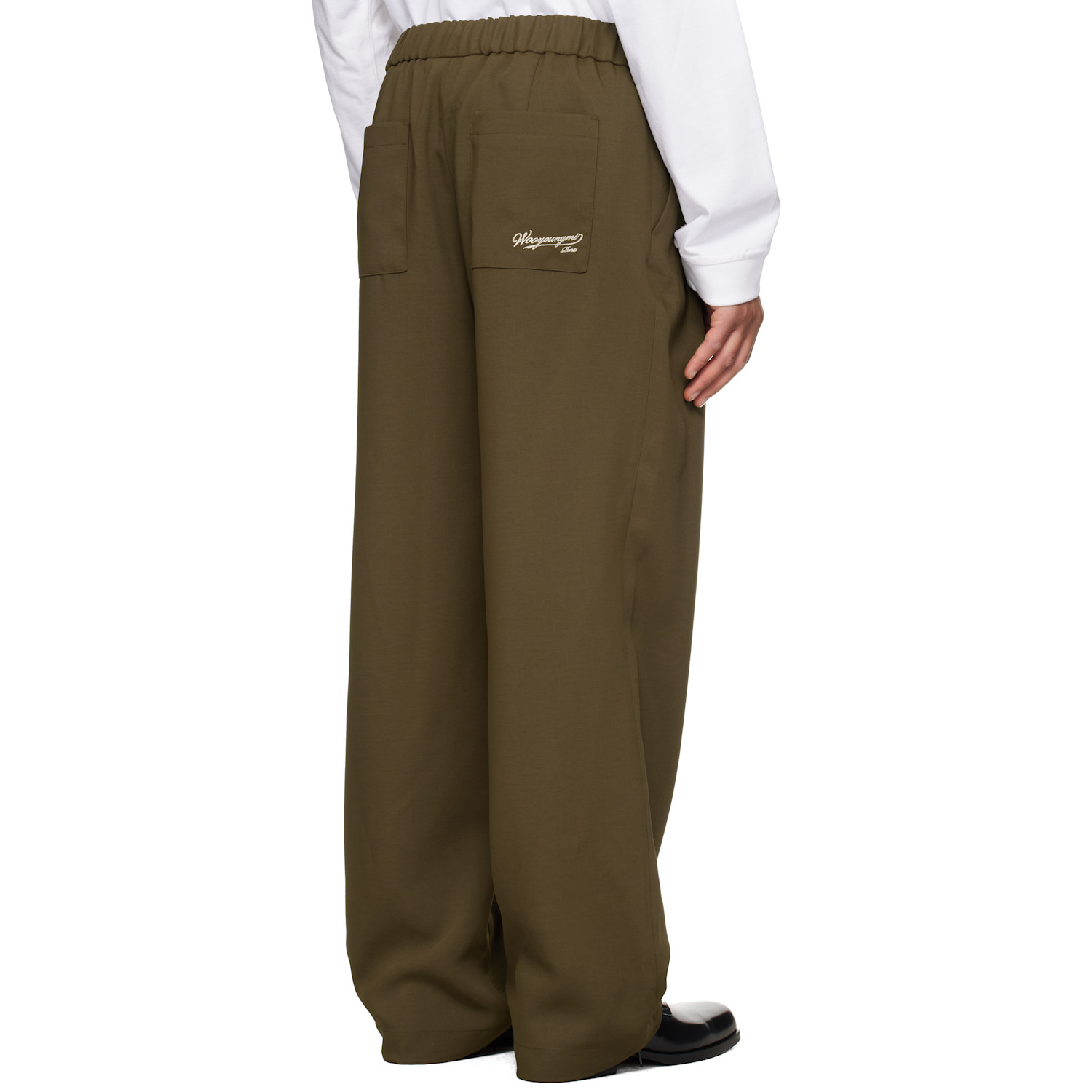  Wooyoungmi Khaki Twill Elasticized Waist Trousers 