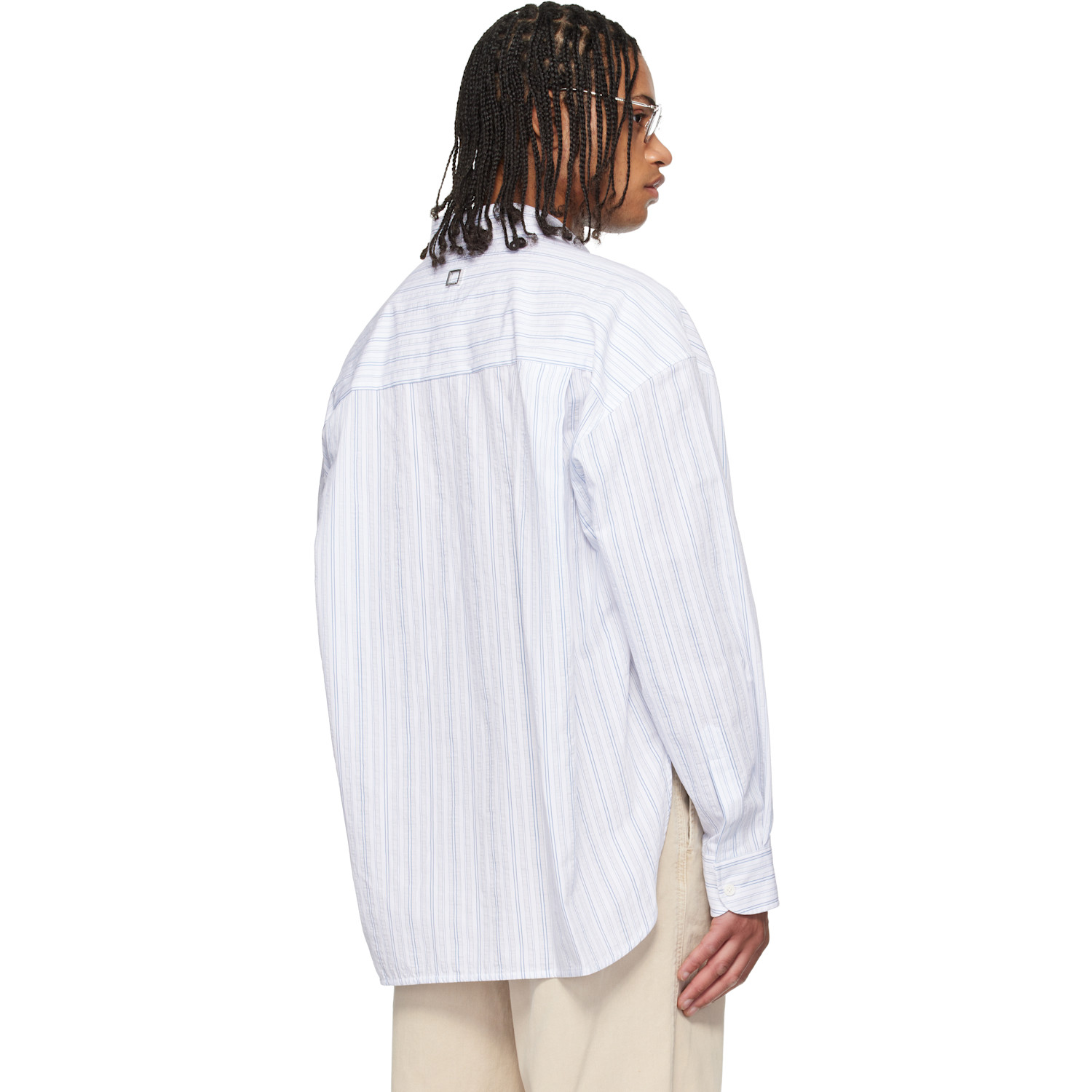  Wooyoungmi Blue Oversized Stripe Shirt 