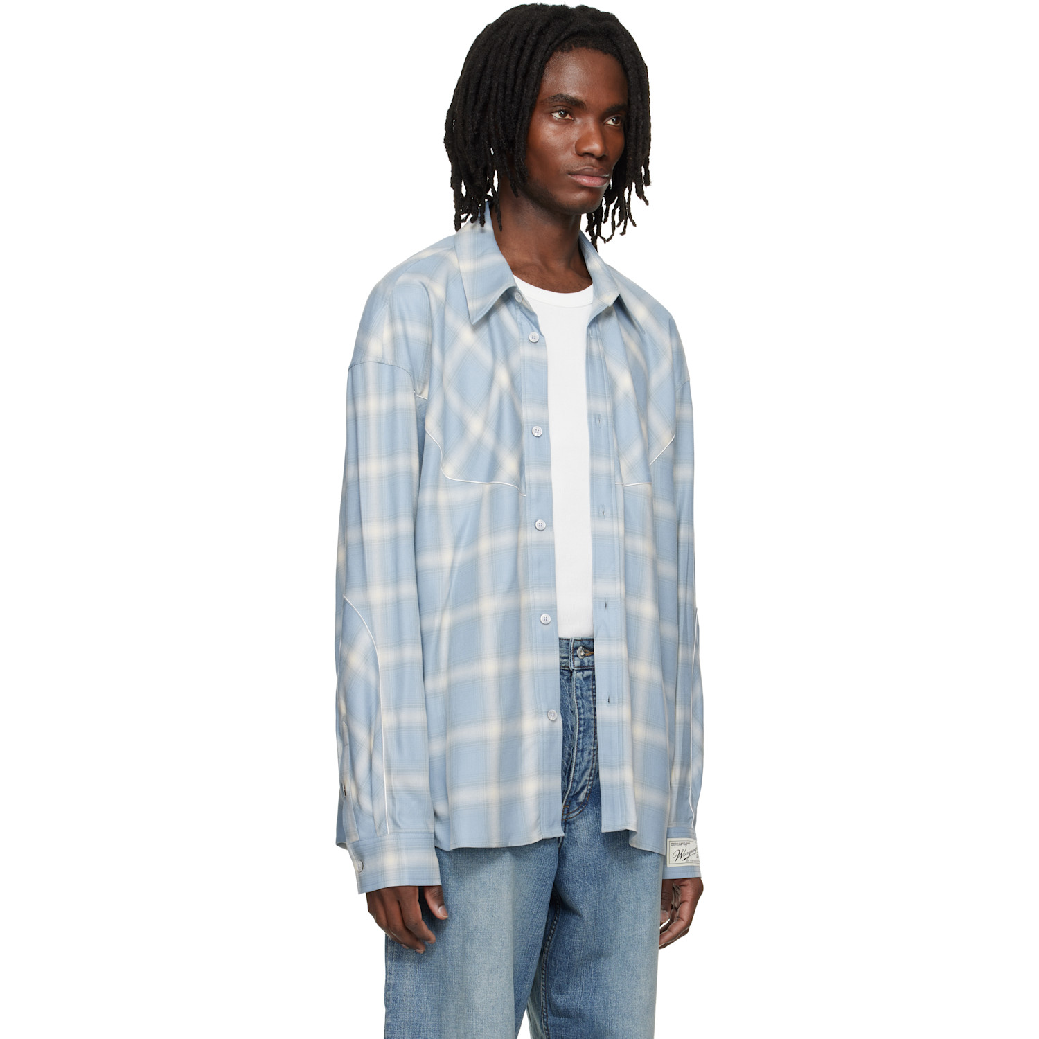  Wooyoungmi Blue Gradient Check Western Shirt 