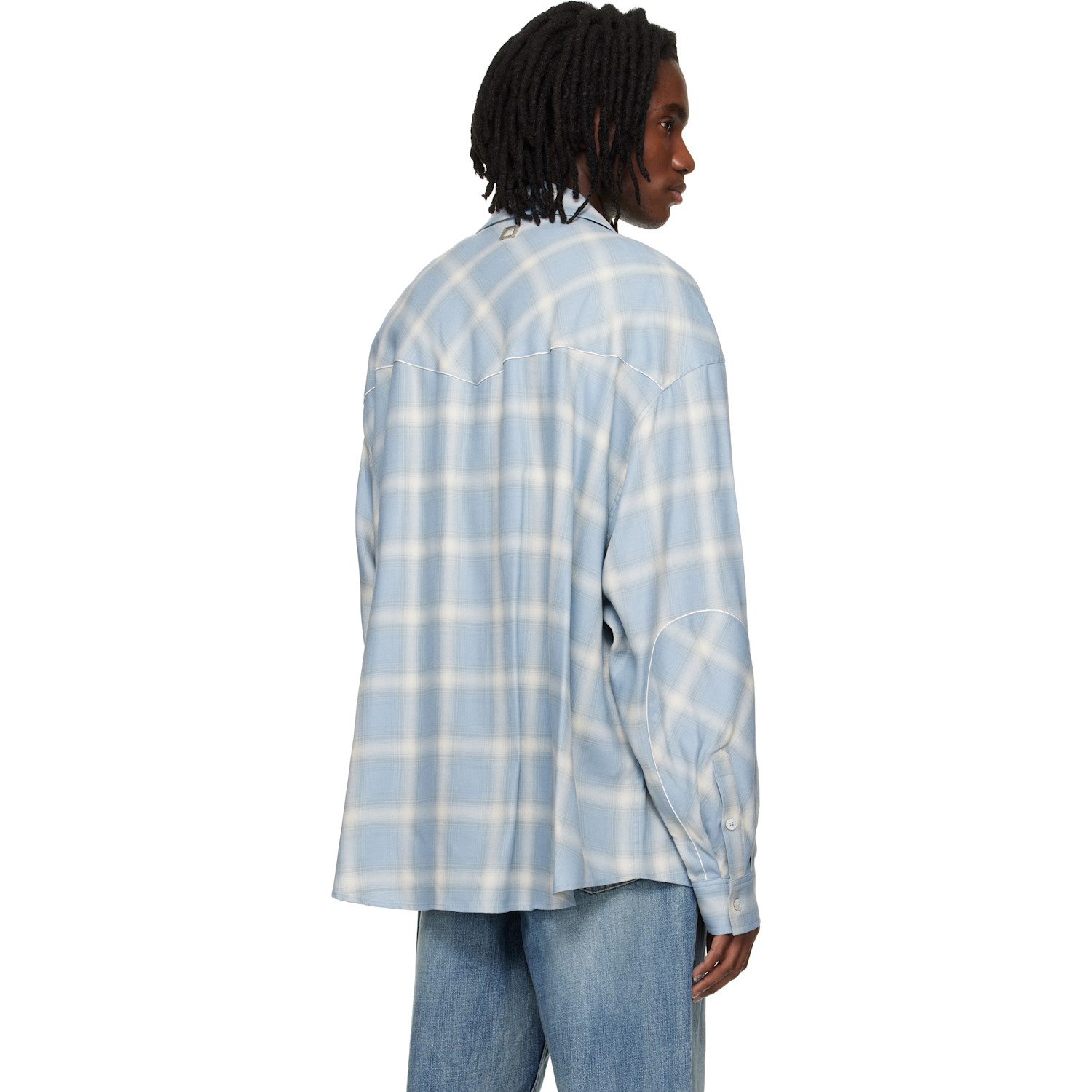  Wooyoungmi Blue Gradient Check Western Shirt 