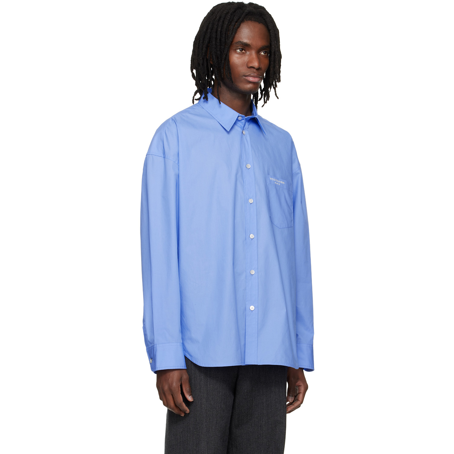  Wooyoungmi Blue Oversized Cotton Shirt 