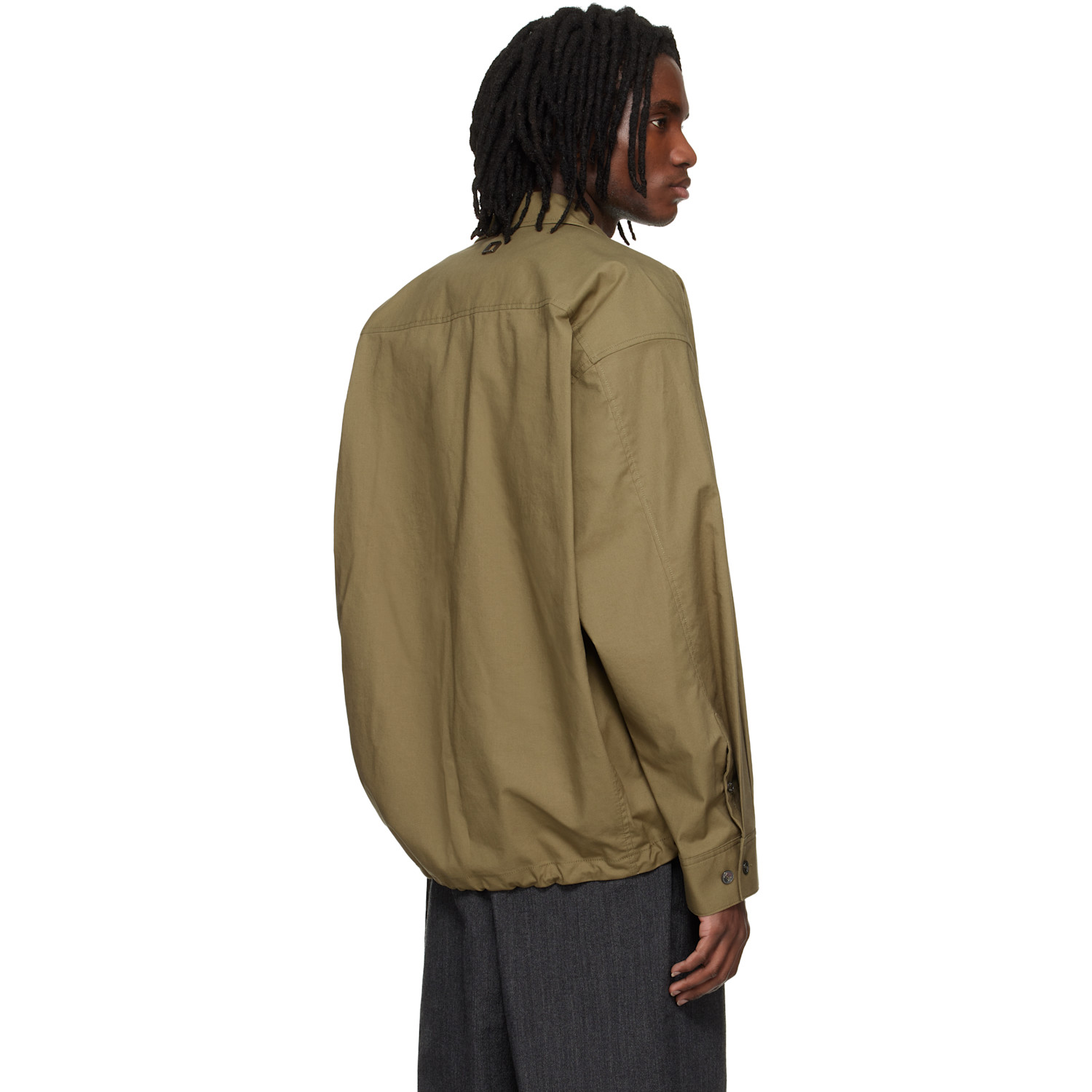  Wooyoungmi Khaki Cotton Patch Shirt 