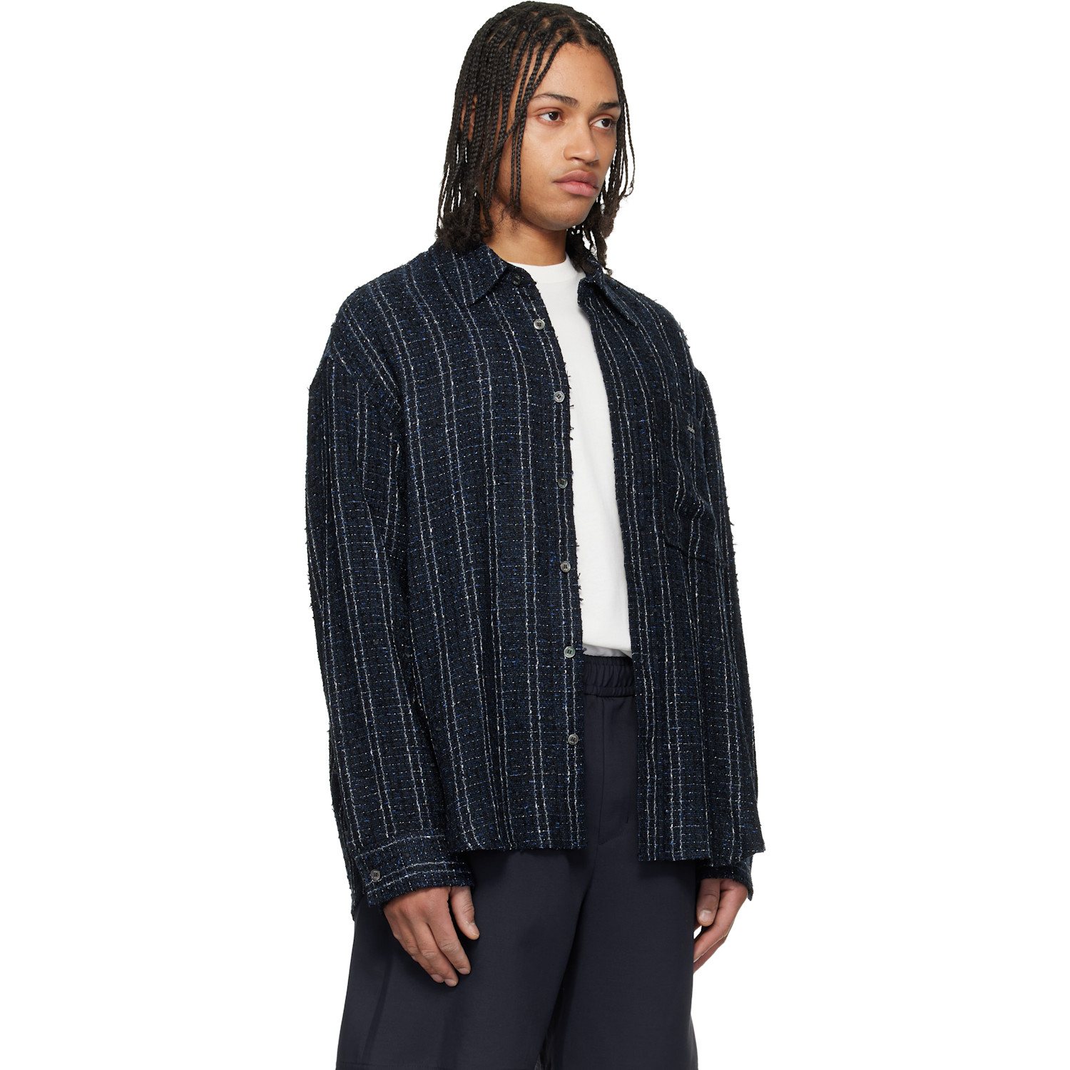  Wooyoungmi Navy Tweed Shirt 