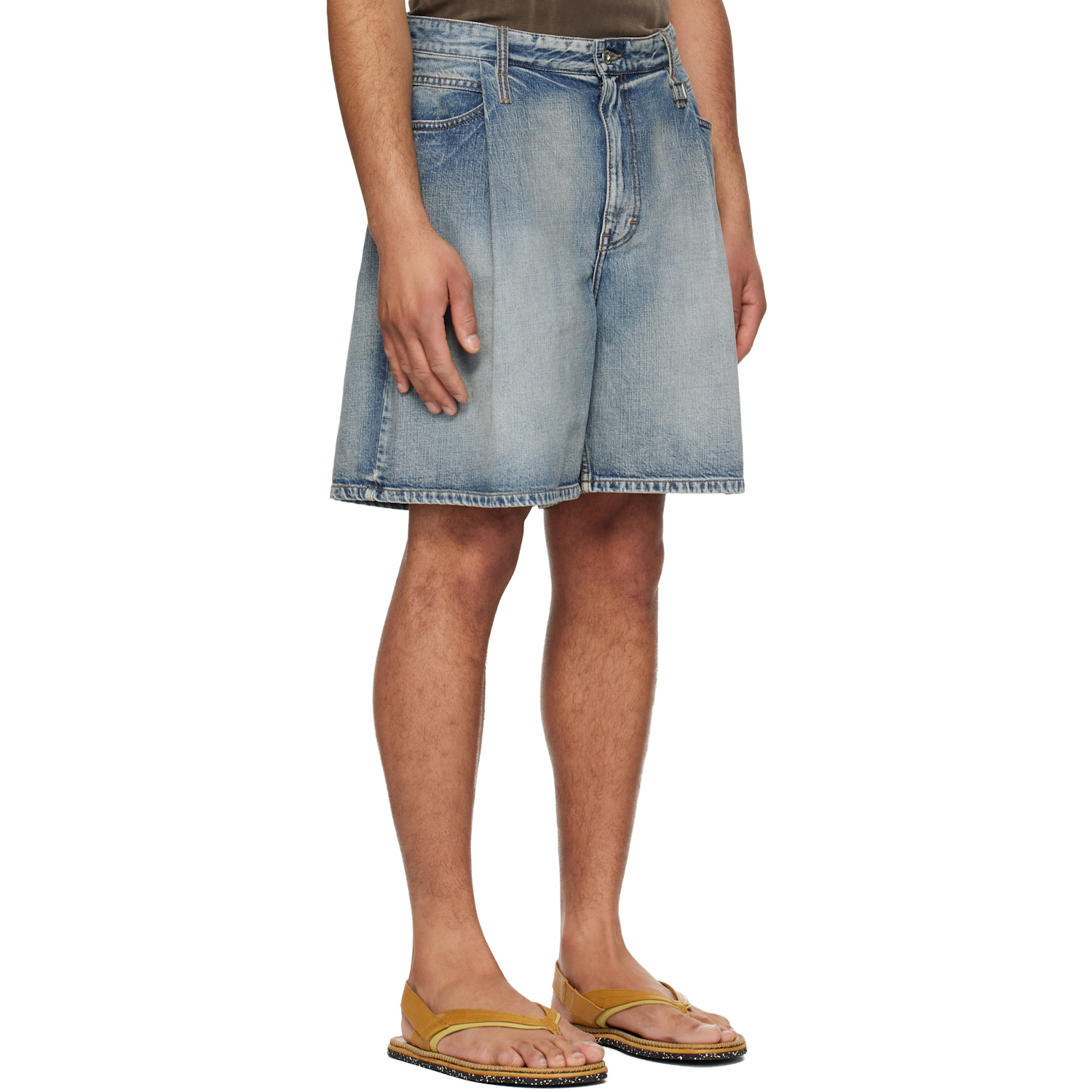  Wooyoungmi Blue One Tuck Denim Shorts 