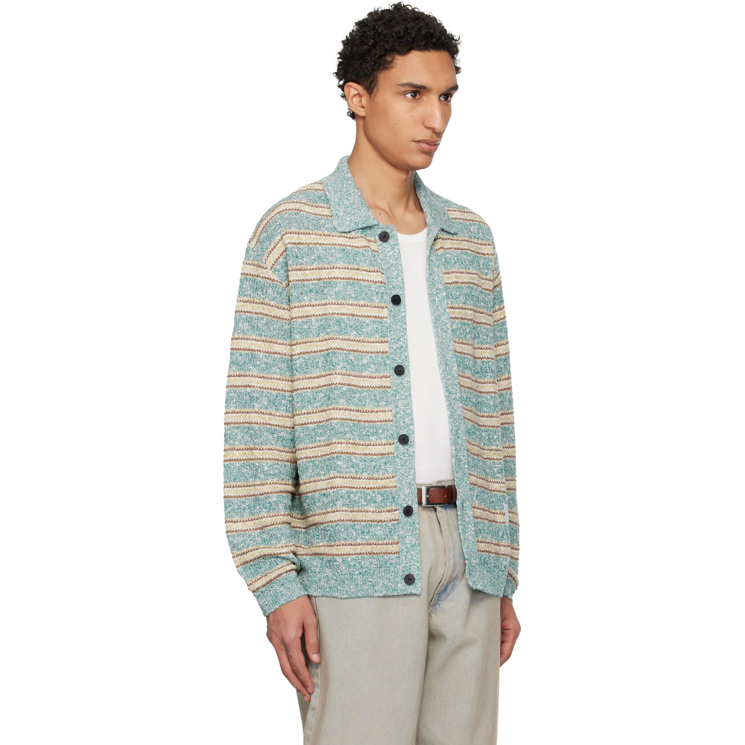  Wooyoungmi Blue Striped Cardigan 