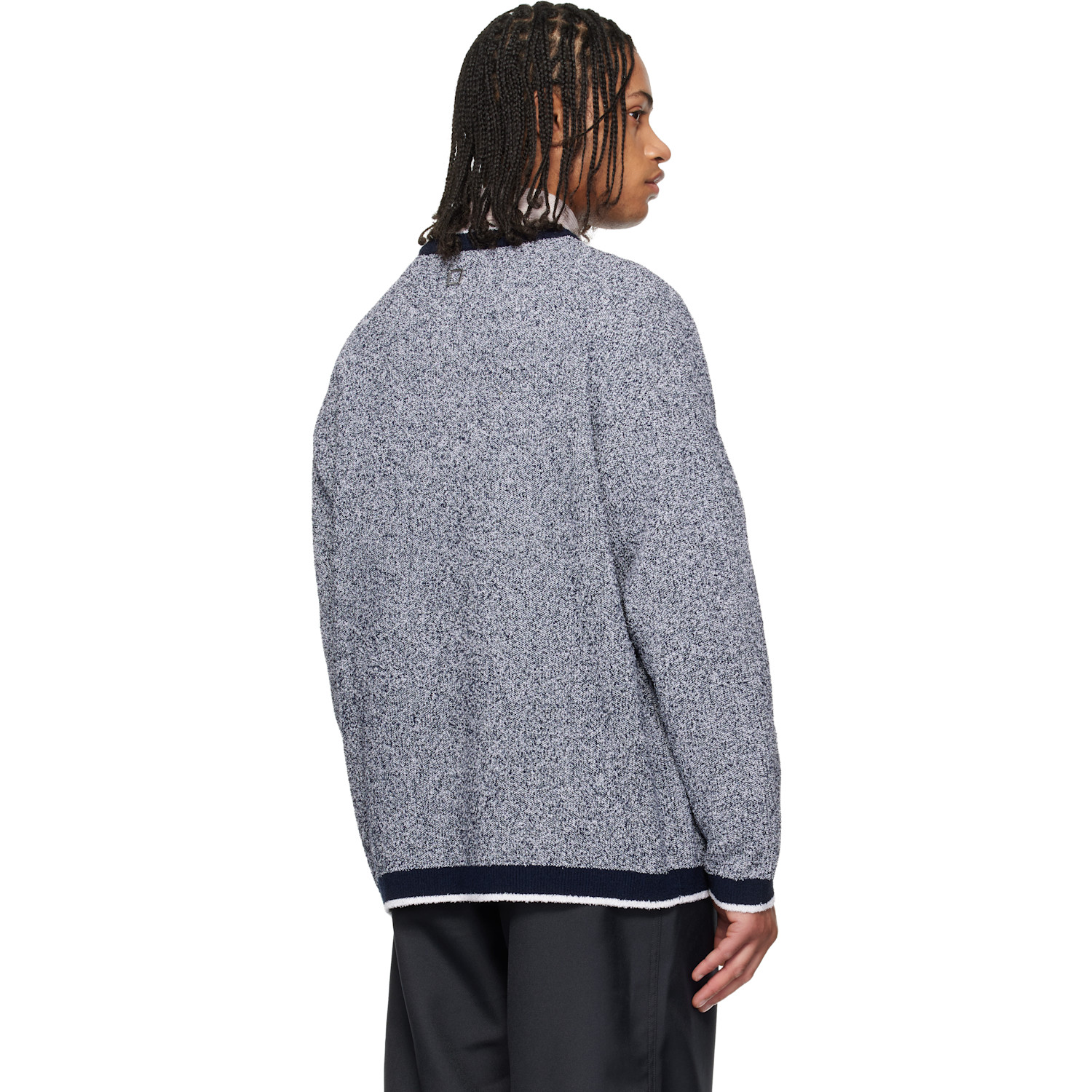  Wooyoungmi Navy Round Neck Logo Cardigan 