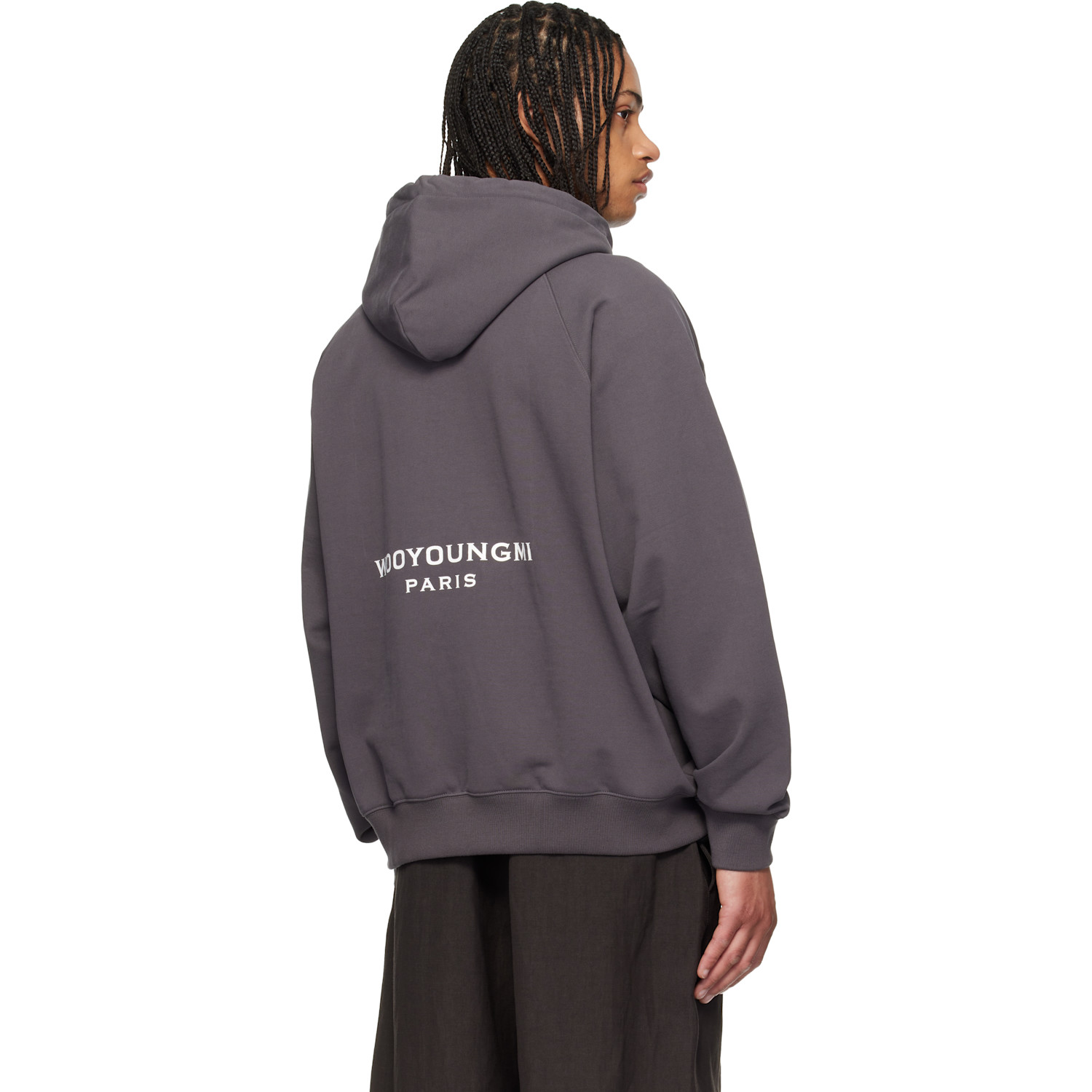  Wooyoungmi Gray New Back Logo Hoodie 