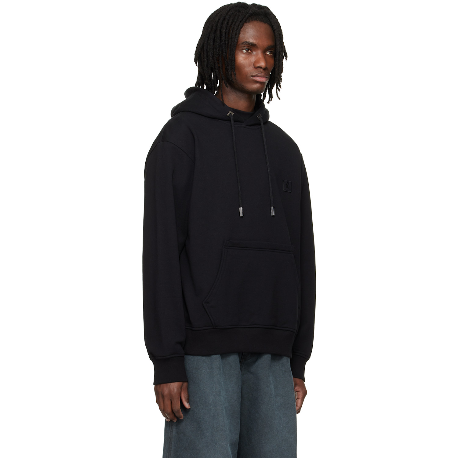  Wooyoungmi Black Flower Back Logo Hoodie 
