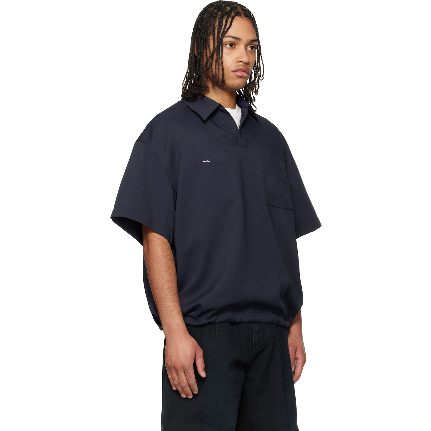  Wooyoungmi Navy Twill Patch Pocket Polo 