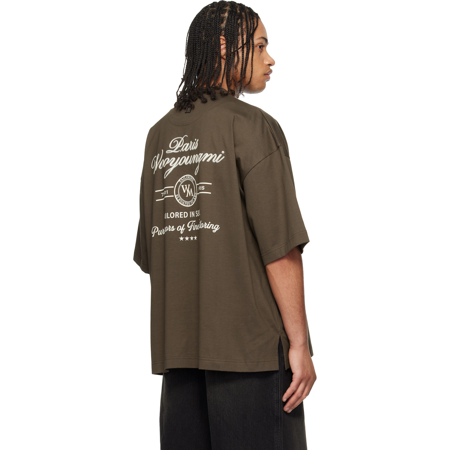  Wooyoungmi Khaki Lettering Graphic T-shirt 