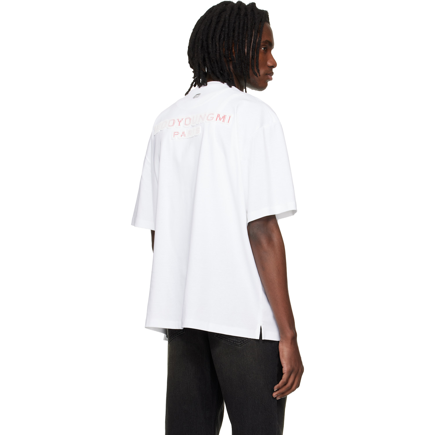  Wooyoungmi White Tuft Embroidered Back Logo T-shirt 