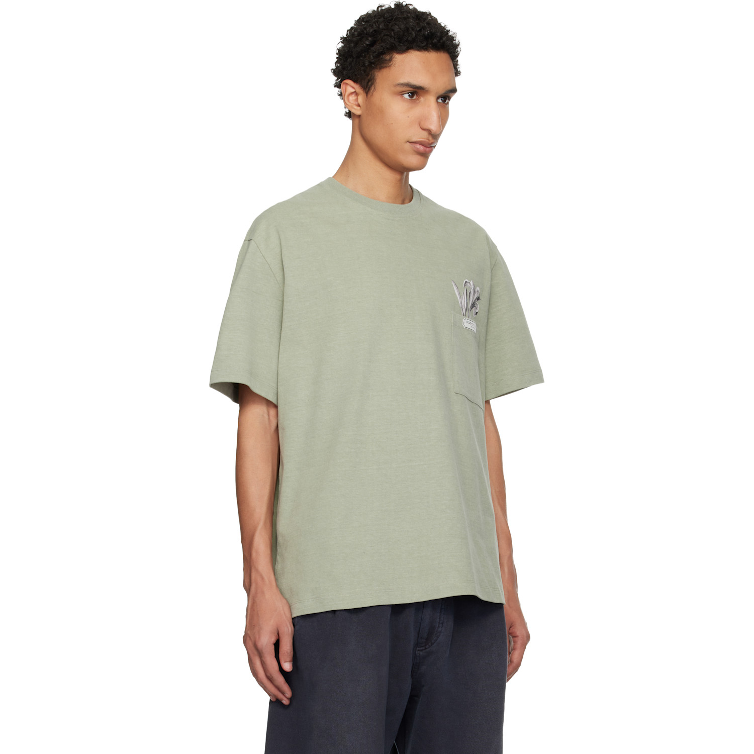  Wooyoungmi Khaki Flower Back Logo T-shirt 