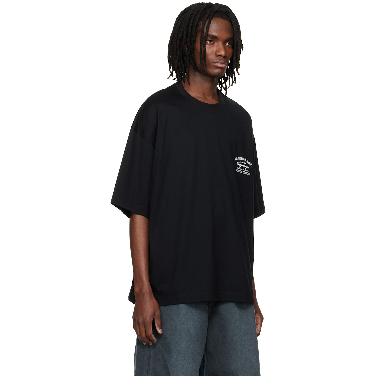  Wooyoungmi Black Lettering Graphic T-shirt 