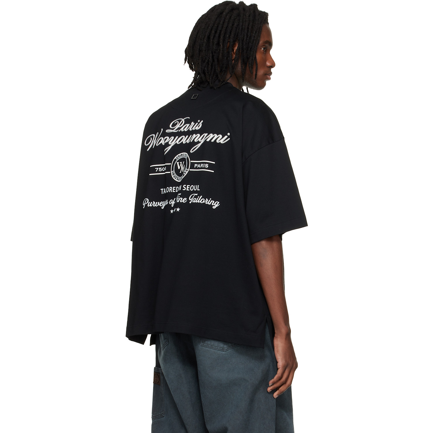  Wooyoungmi Black Lettering Graphic T-shirt 