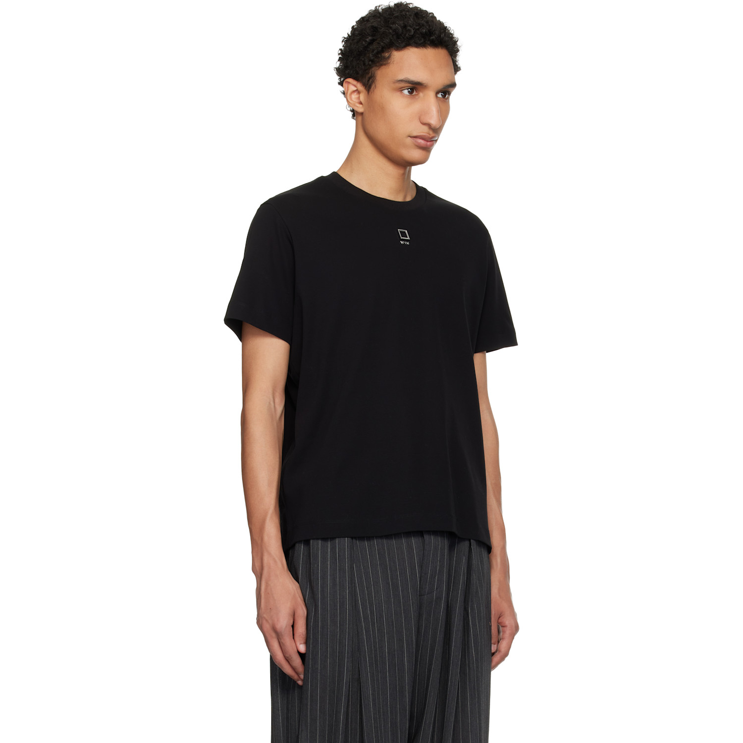  Wooyoungmi Black Front Logo Slim Fit T-shirt 