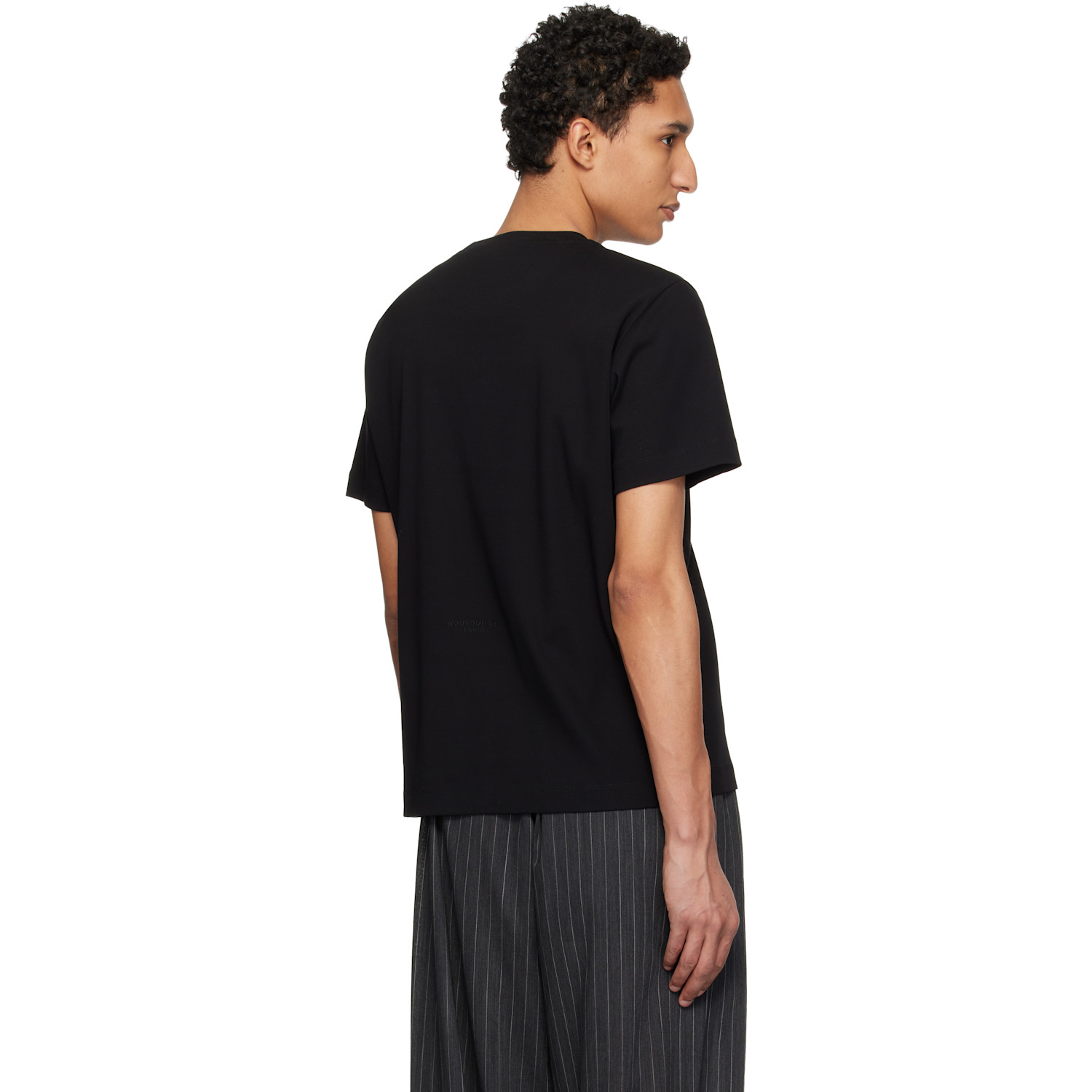  Wooyoungmi Black Front Logo Slim Fit T-shirt 