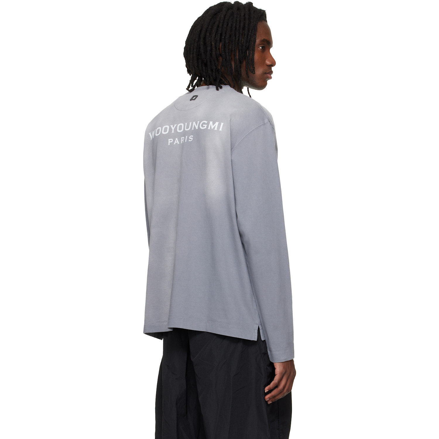  Wooyoungmi Gray Long-sleeve Dyed Back Logo T-shirt 
