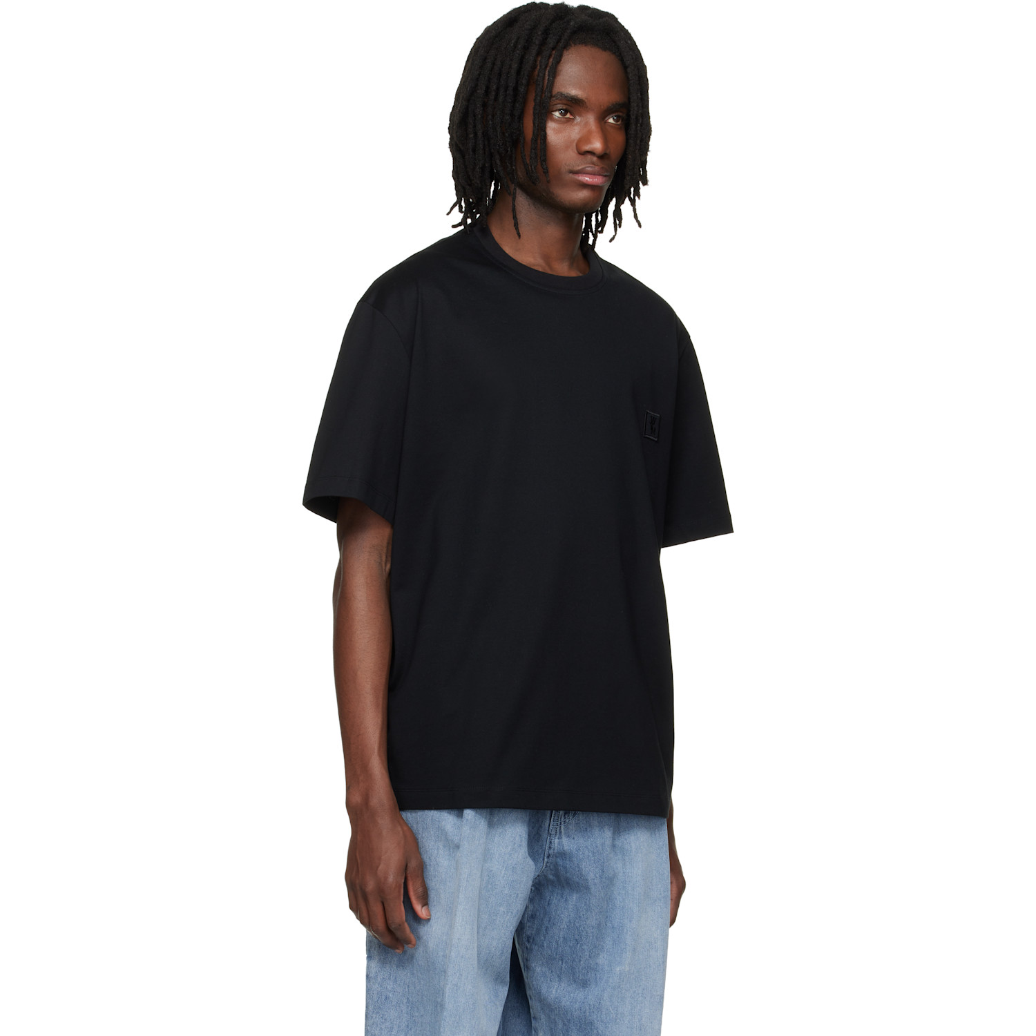  Wooyoungmi Black Flower Back Logo T-shirt 