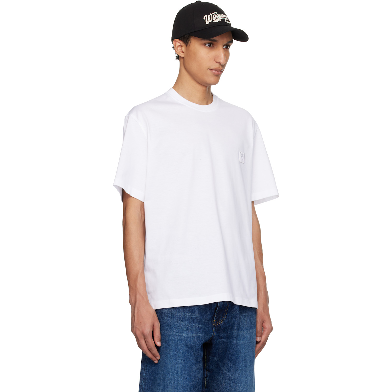  Wooyoungmi White Flower Back Logo T-shirt 