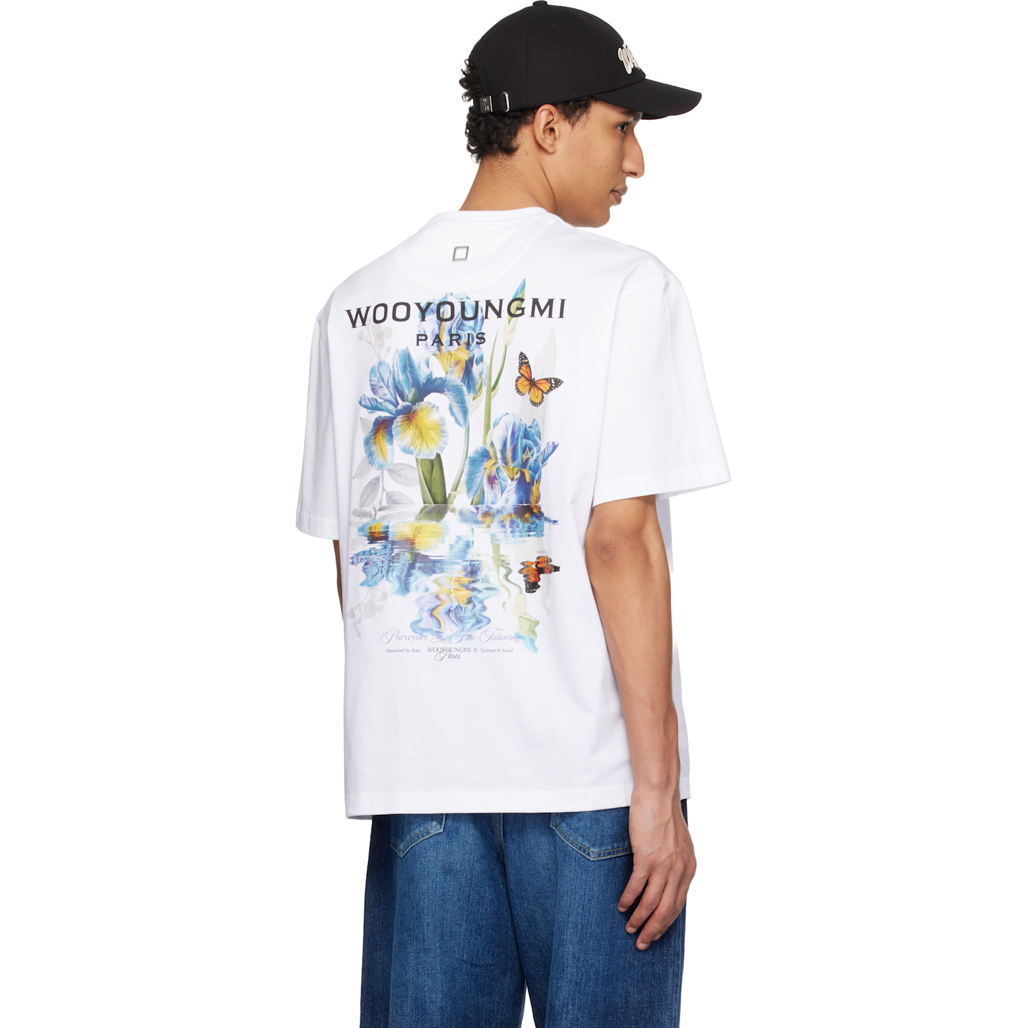  Wooyoungmi White Flower Back Logo T-shirt 