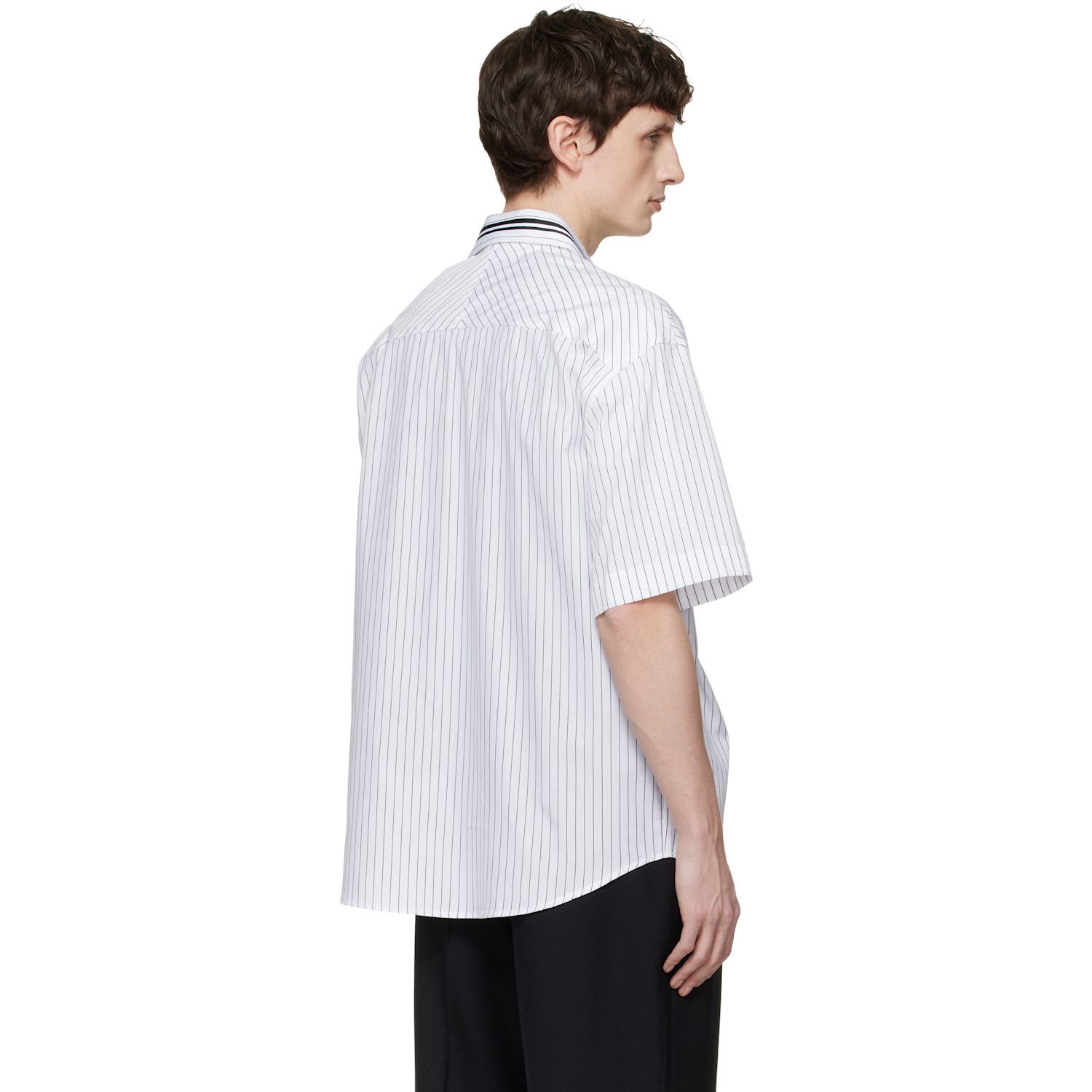  Fred Perry White Kris Van Assche Edition Pinstripe Short Sleeve Shirt 
