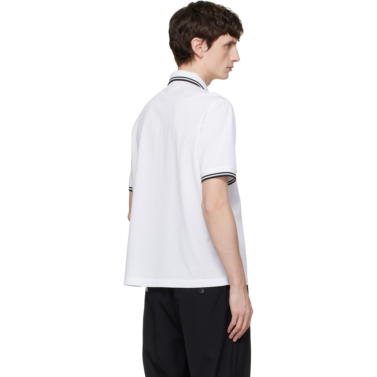  Fred Perry White Kris Van Assche Edition Pinstripe Short Sleeve Shirt 