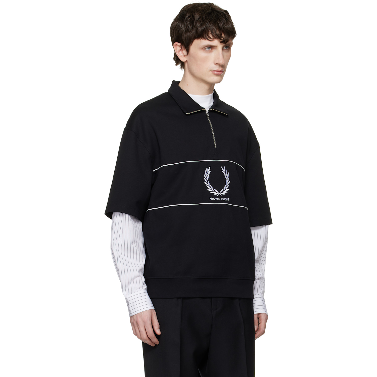  Fred Perry Black Kris Van Assche Edition Half Zip Sweatshirt 