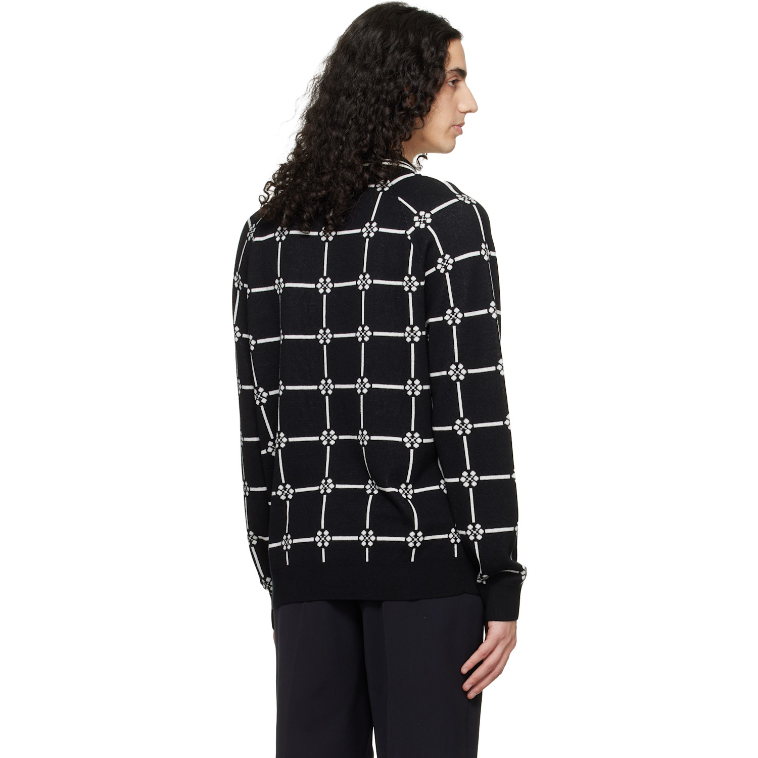  Fred Perry Black Kris Van Assche Edition Long Sleeve Knitted Polo 