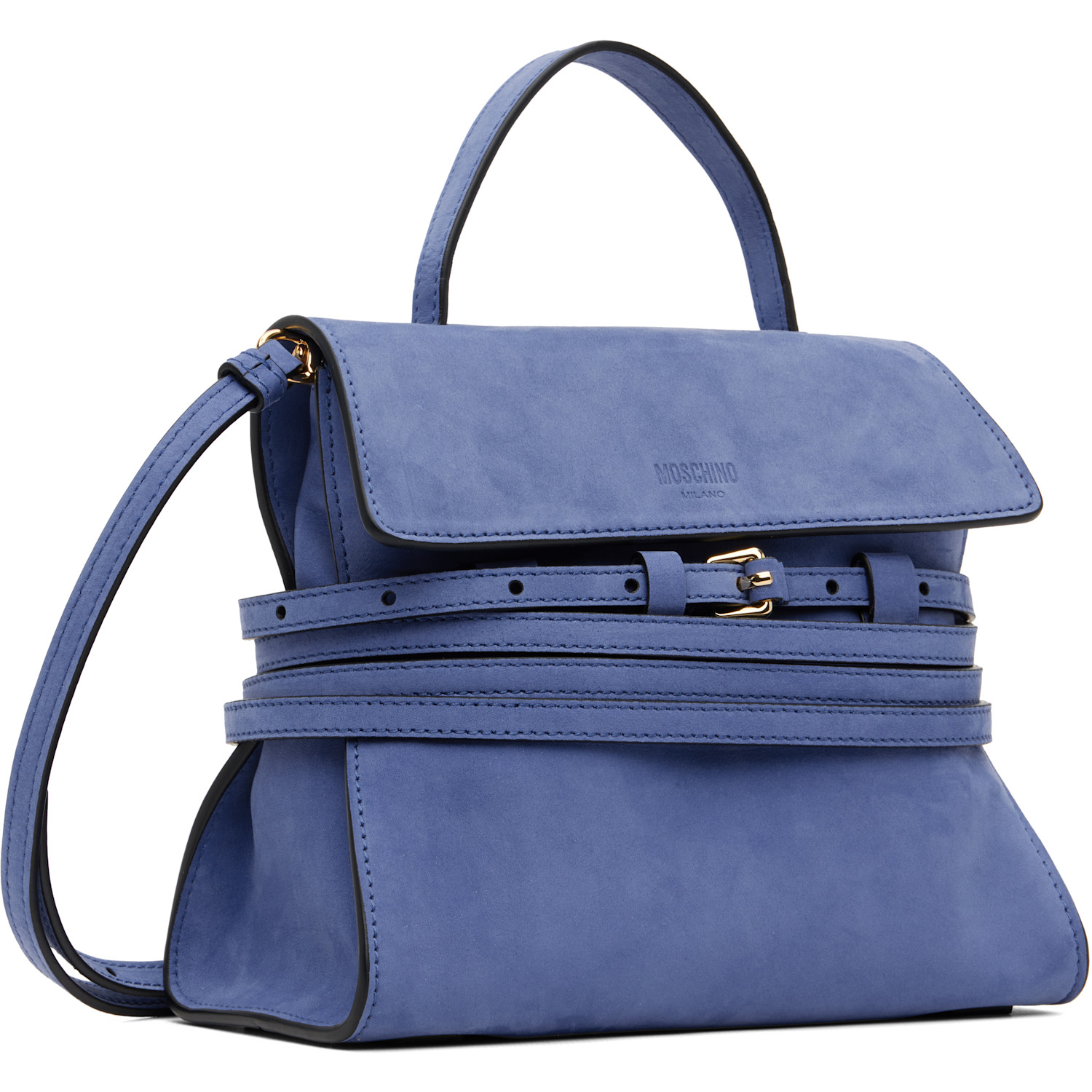  Moschino Navy 'tie Me' Suede Small Bag 
