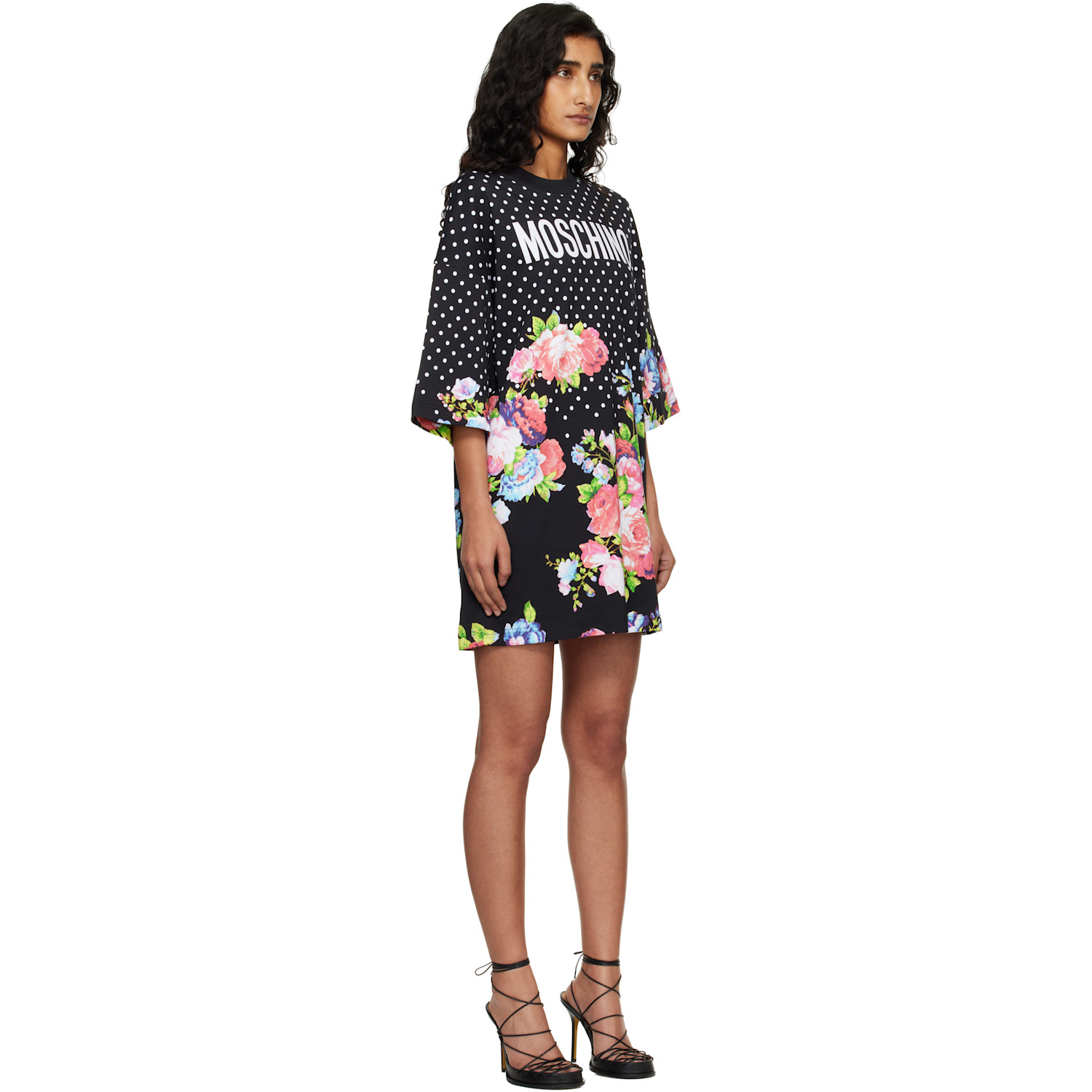  Moschino Black Printed Heavy Cotton Minidress 
