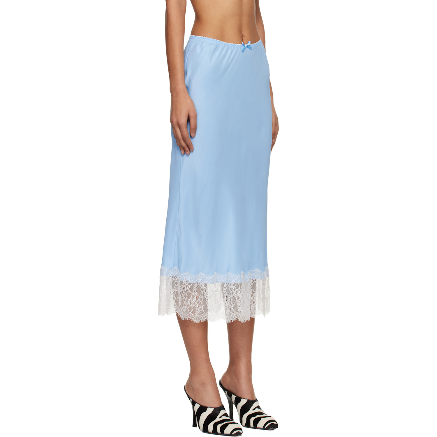  Moschino Blue Habutai Midi Skirt 